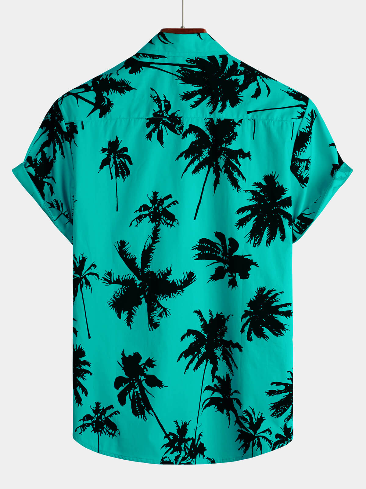 Camisa 100% de algodón Palm Tree estampado Summer Beach Hawaiian de manga corta para hombre