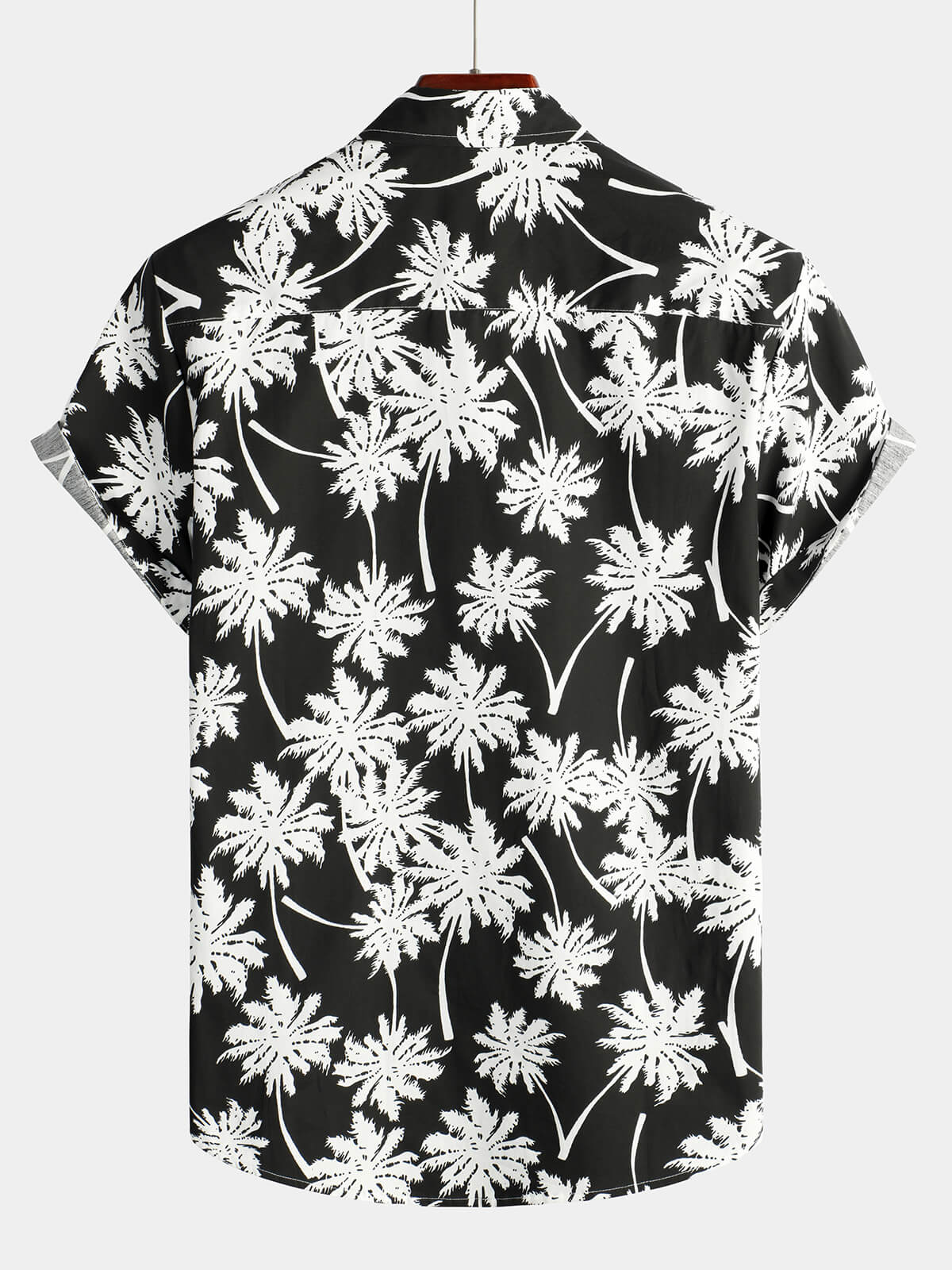 Camisa Beach Summer Black Hawaiian Holiday Tropical Button Up de manga corta para hombre
