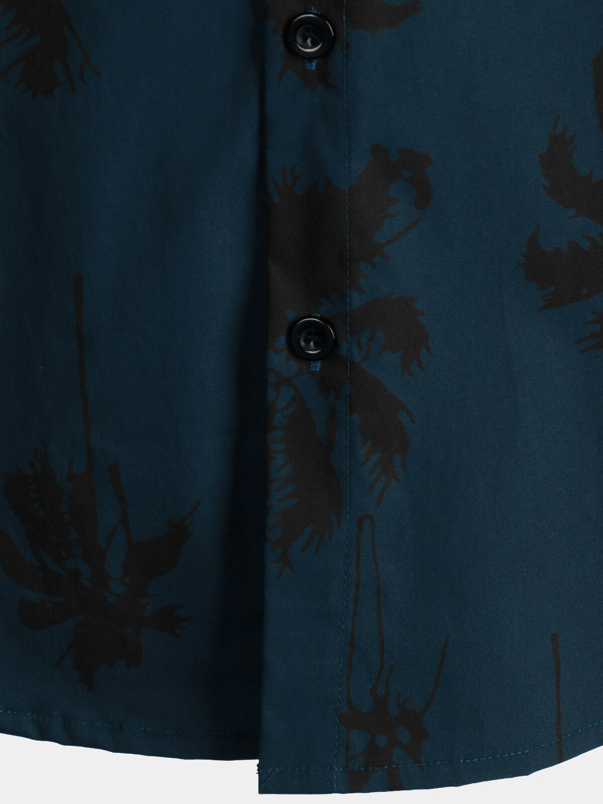 Camisa Palm Tree estampado 100% de algodón Navy Blue de manga corta Hawaiian Collared para hombre