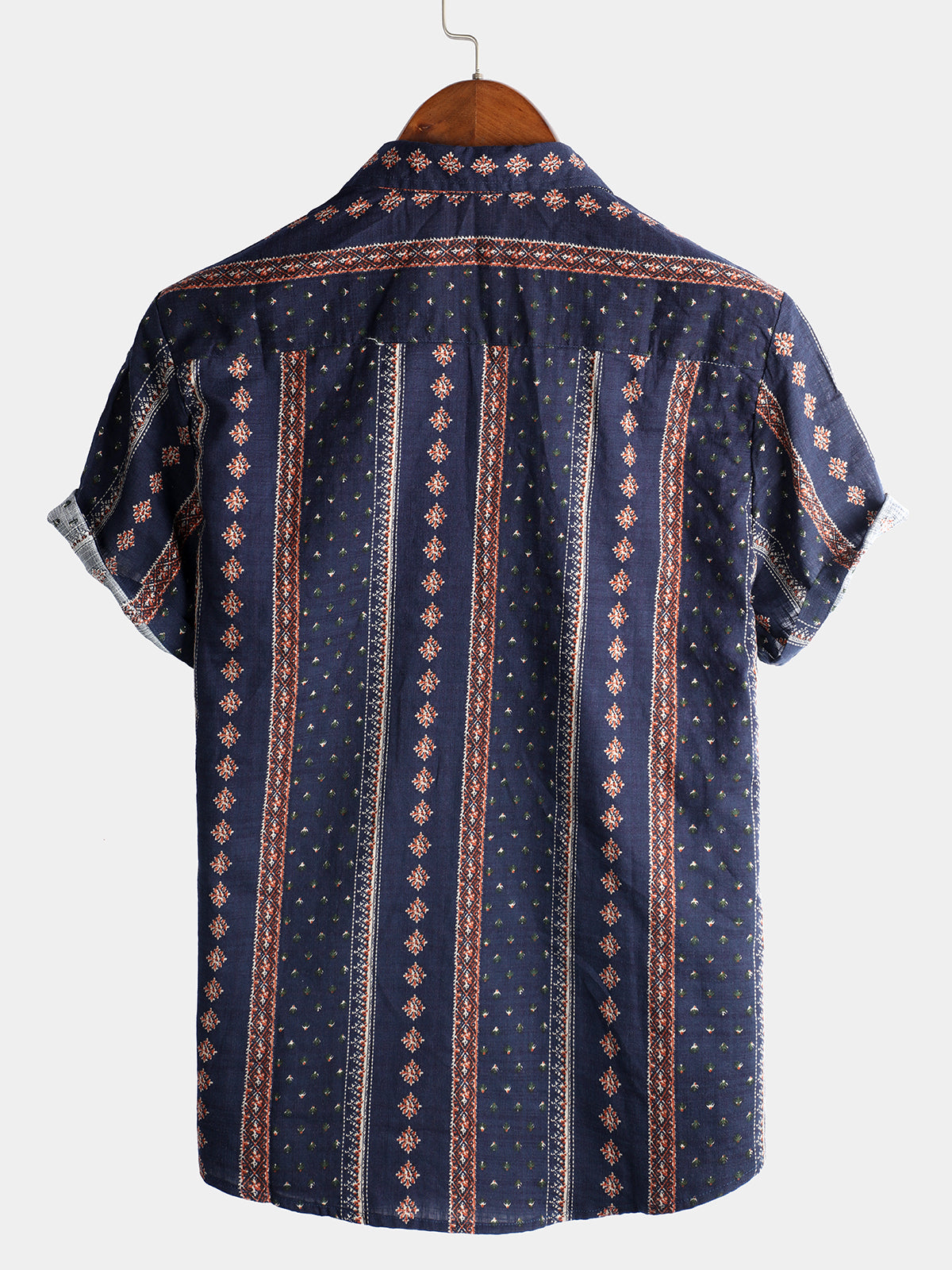 Camisa vintage de algodón Hawaiian de manga corta para hombre
