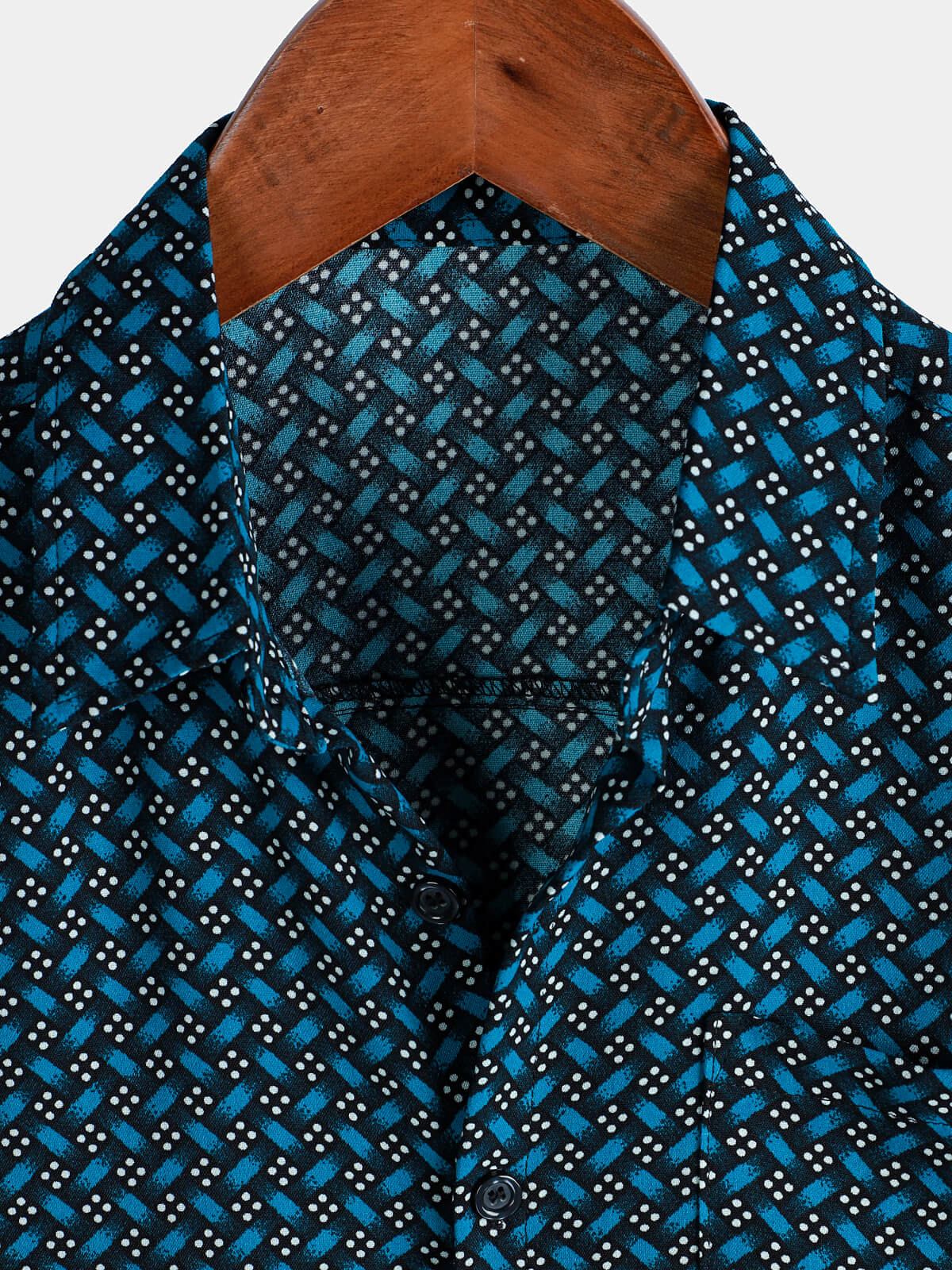 Camisa Blue casual Holiday Summer de manga corta Button Up para hombre