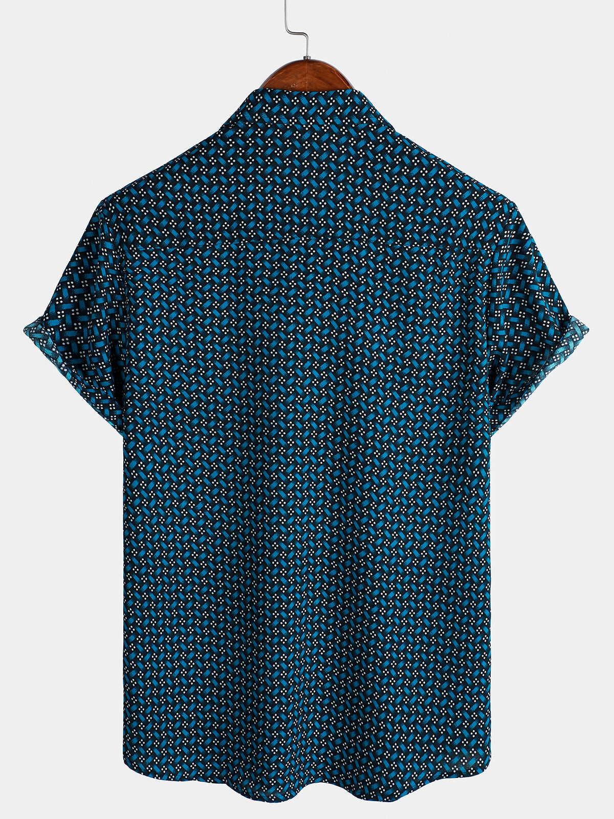 Camisa Blue casual Holiday Summer de manga corta Button Up para hombre