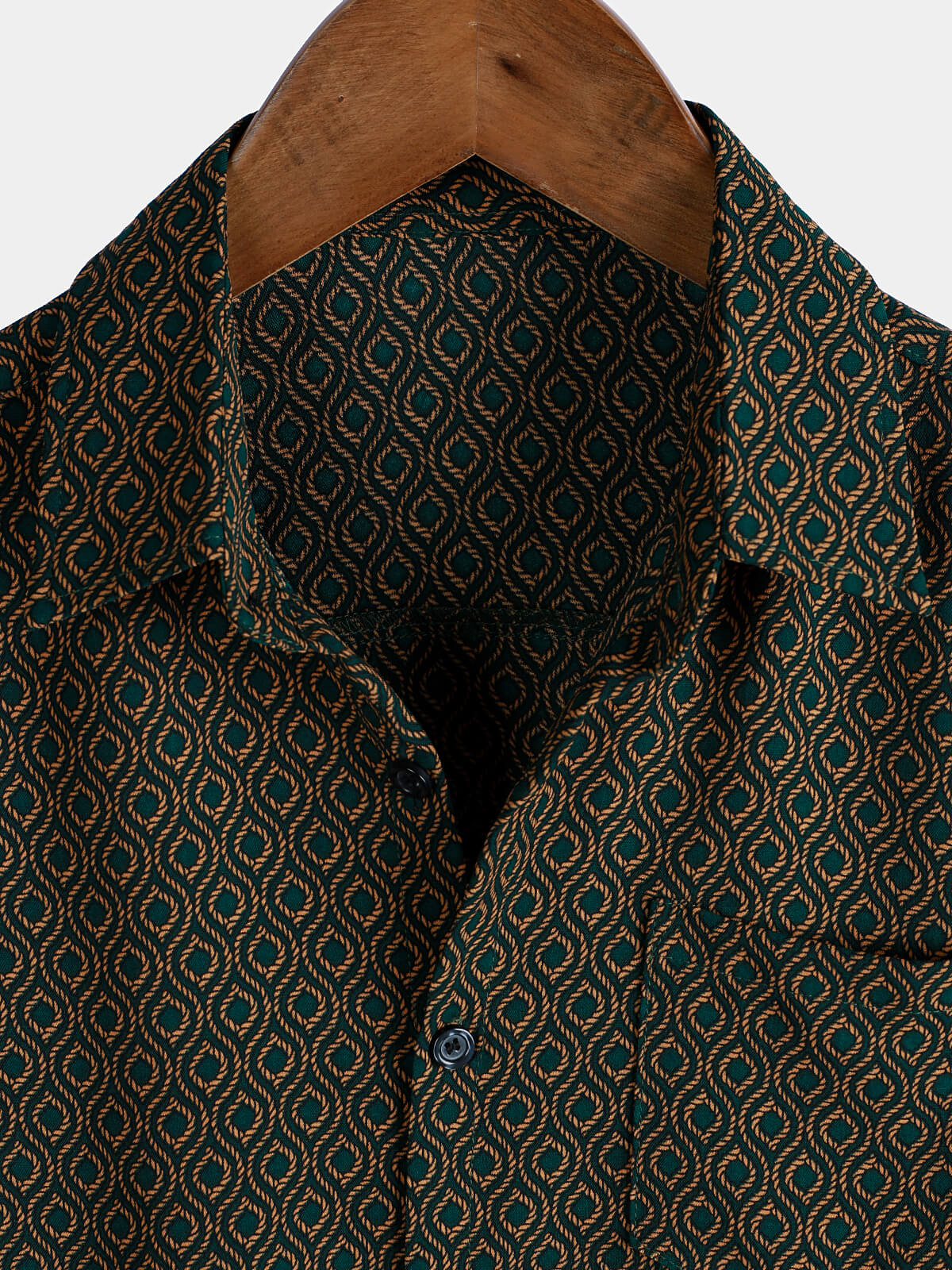 Camisa casual Holiday de manga corta Button Up retro para hombre