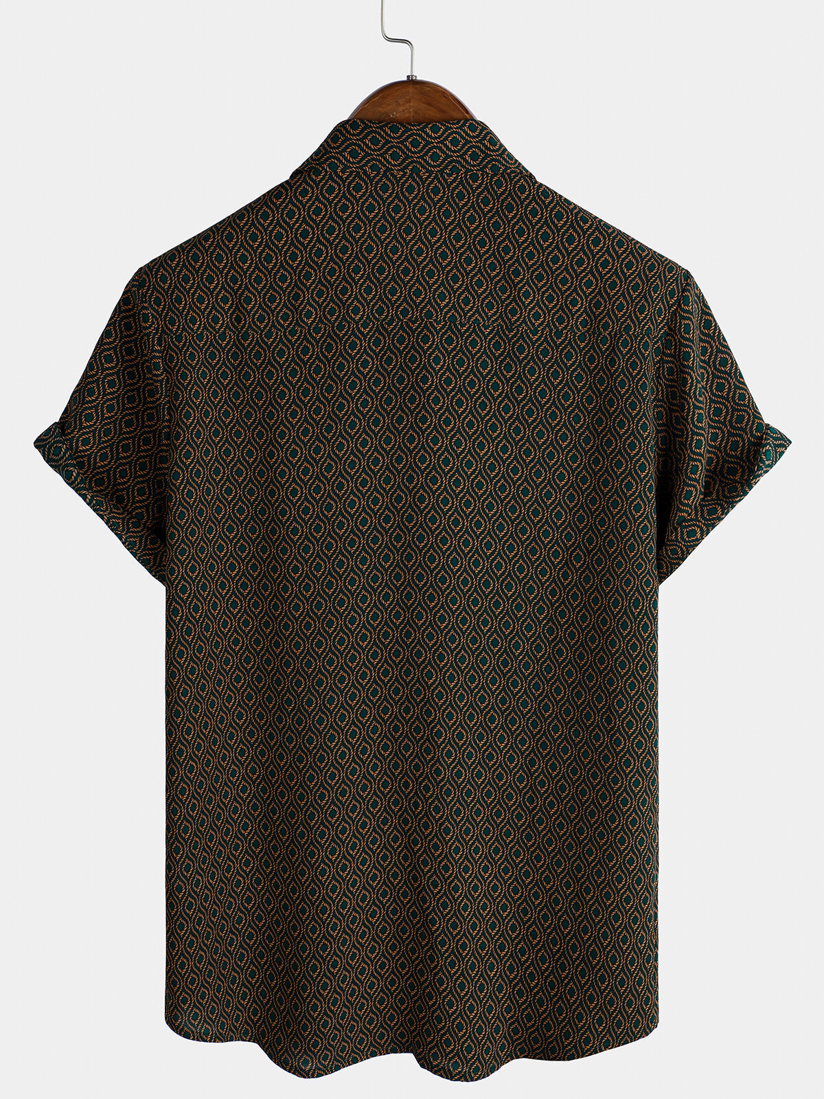 Camisa casual Holiday de manga corta Button Up retro para hombre