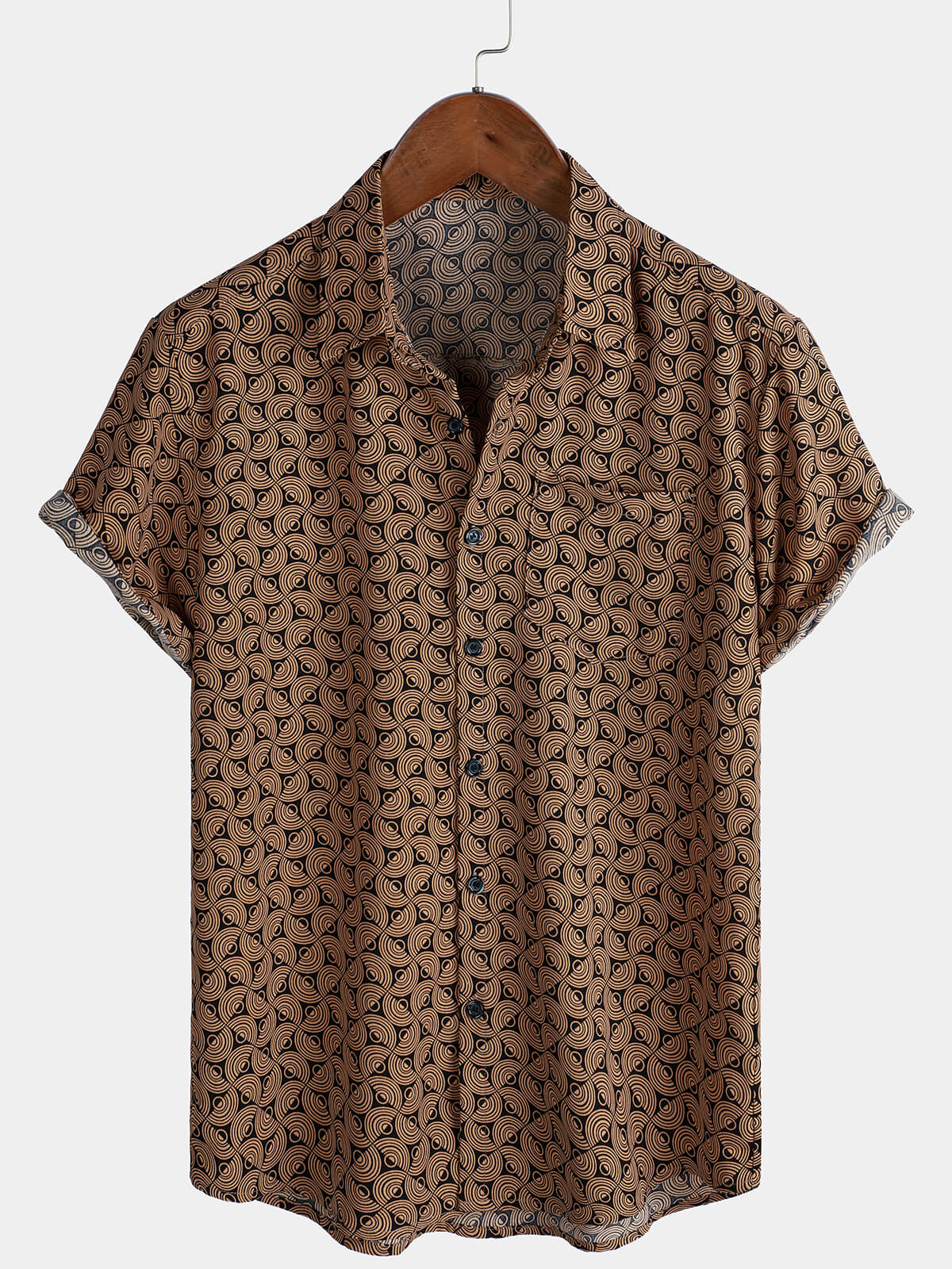 Camisa casual Holiday de manga corta retro para hombre