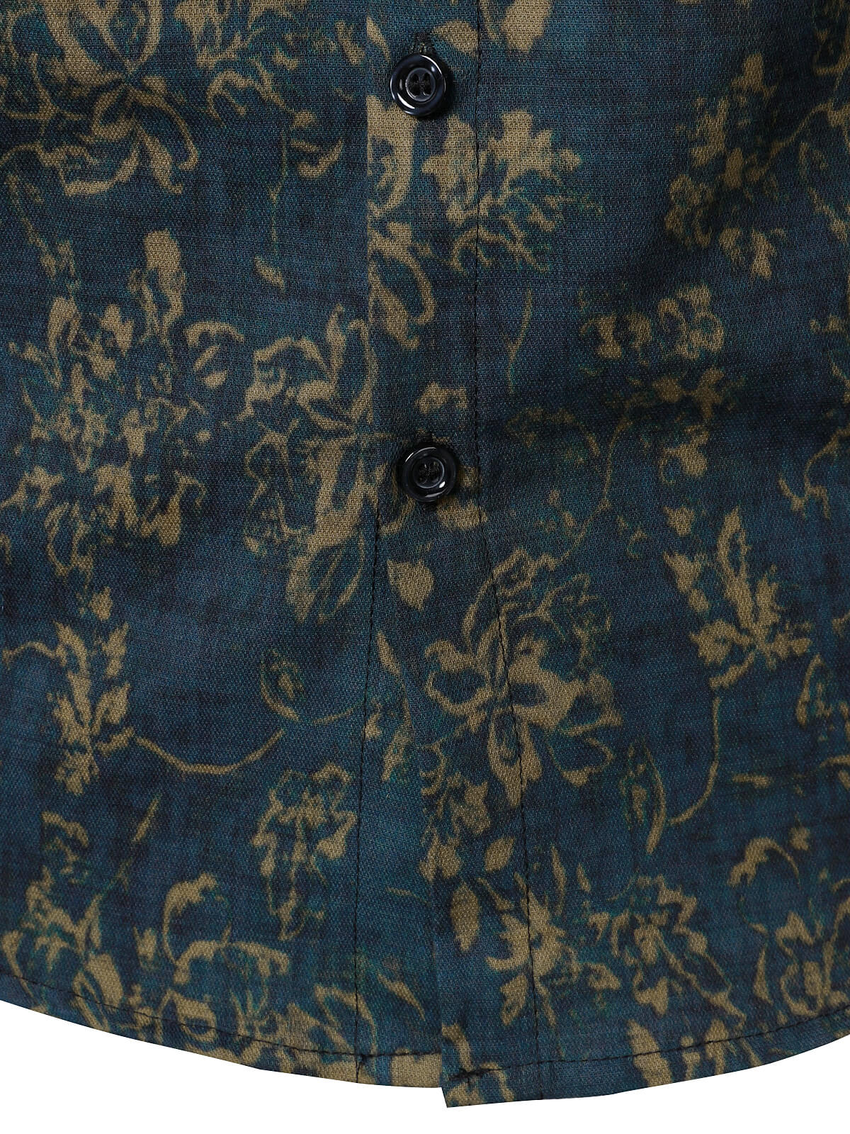 Camisa retro floral estampado Pocket de manga larga para hombre