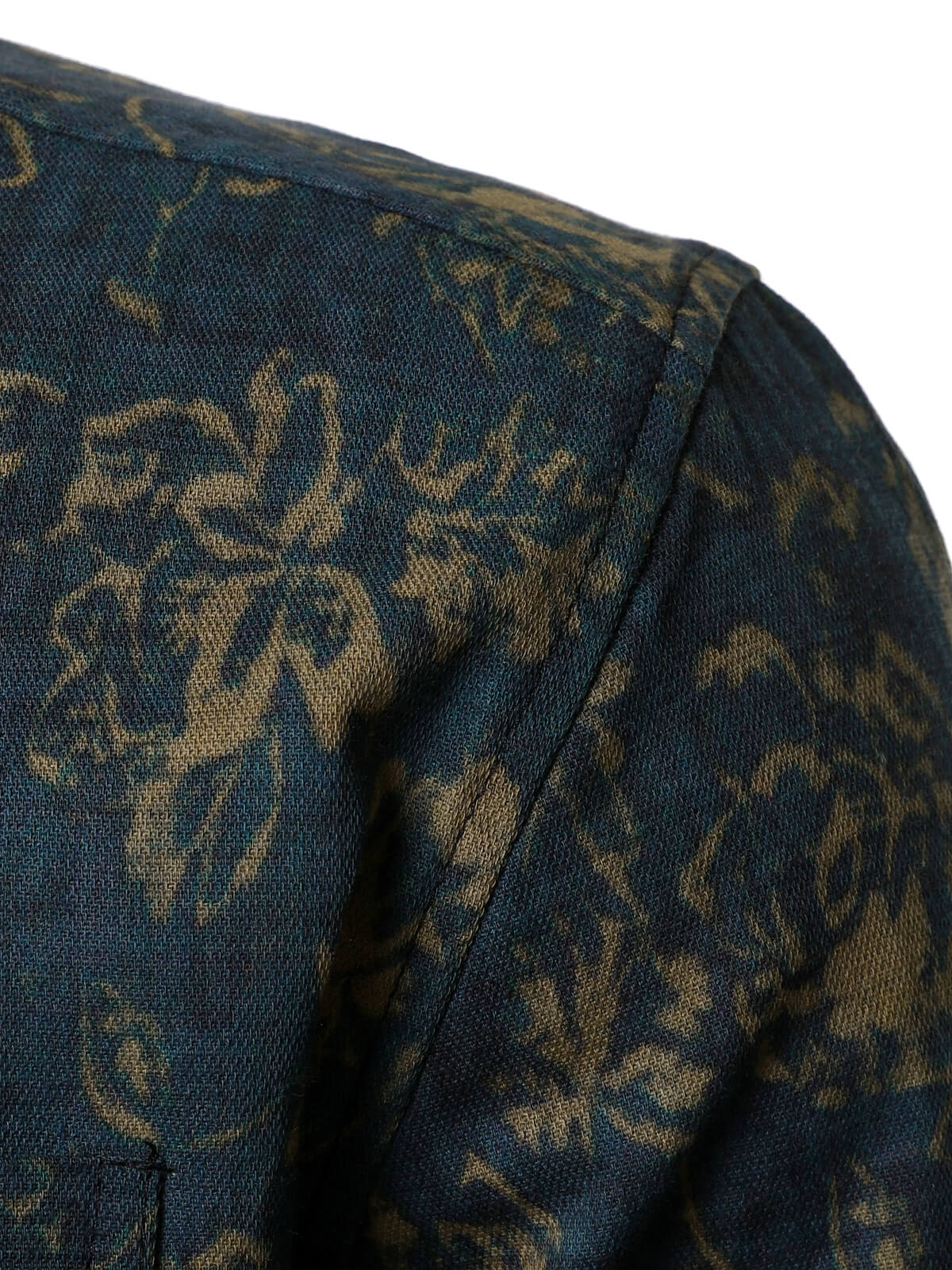 Camisa retro floral estampado Pocket de manga larga para hombre