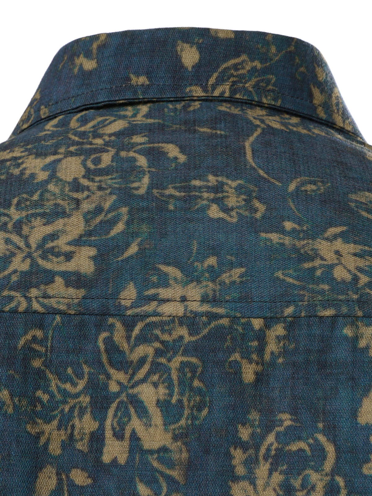 Camisa retro floral estampado Pocket de manga larga para hombre