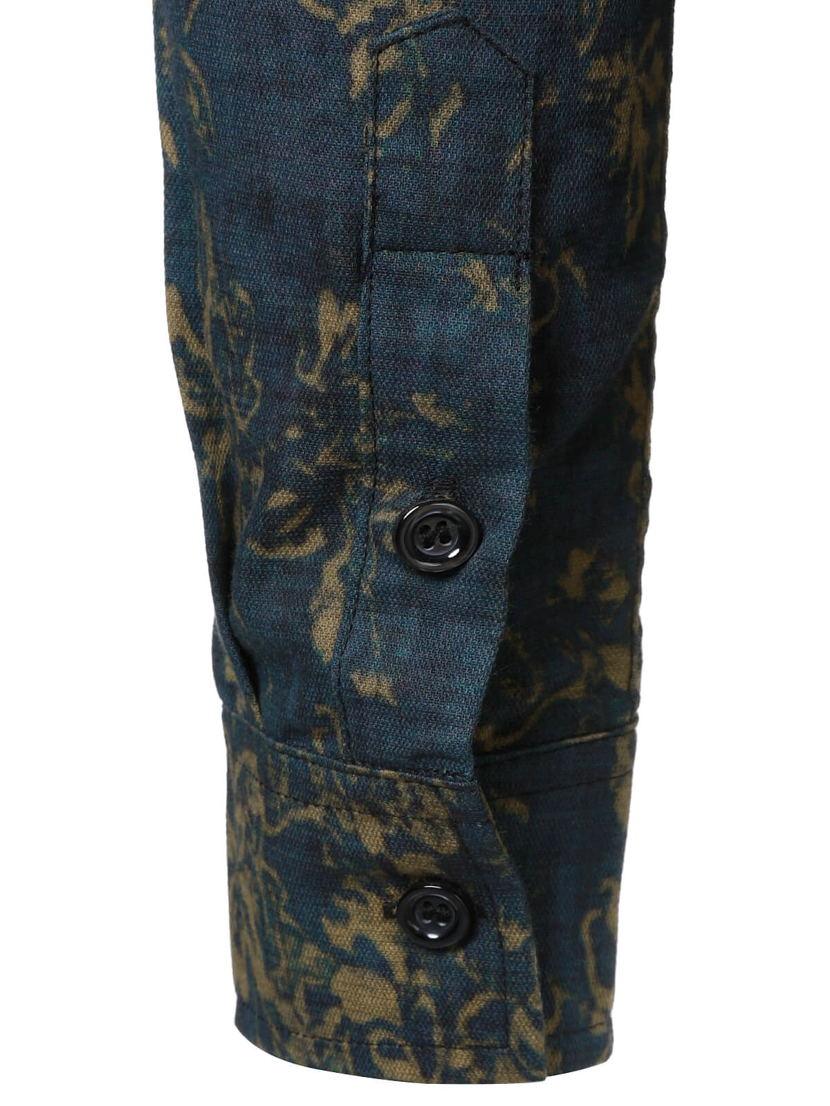 Camisa retro floral estampado Pocket de manga larga para hombre