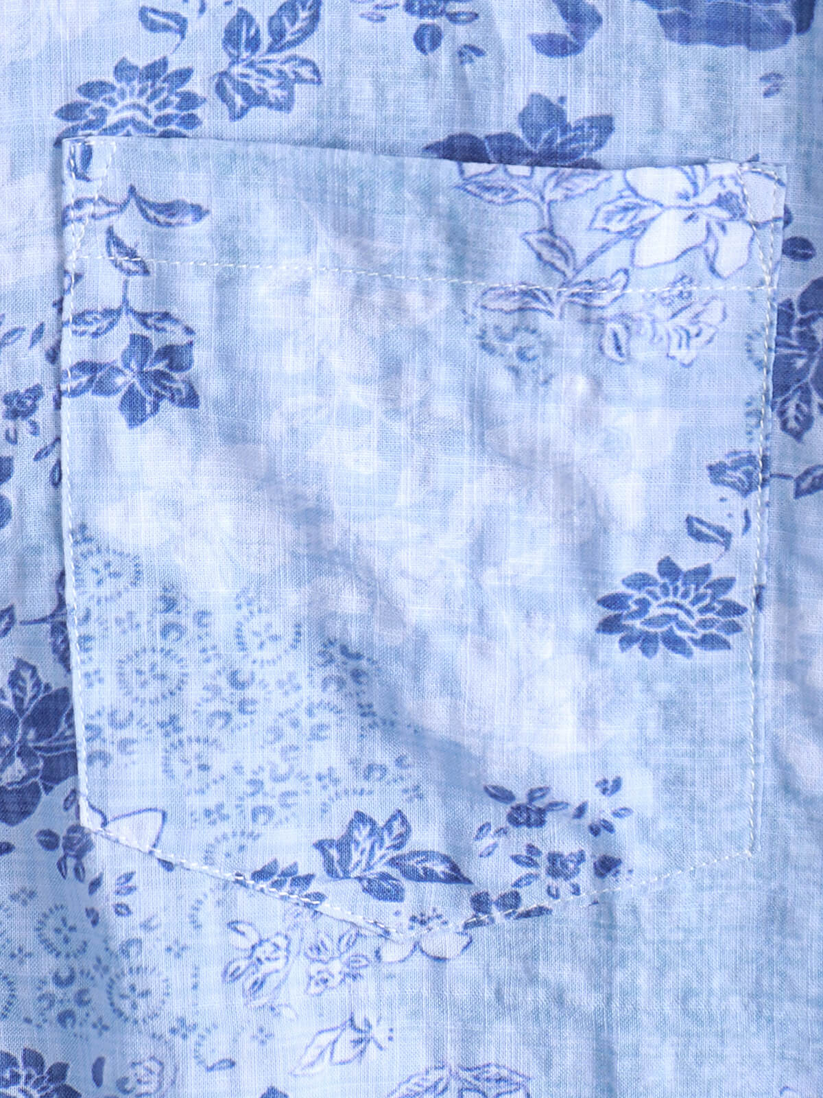 Camisa Blue floral estampado retro de manga corta para hombre