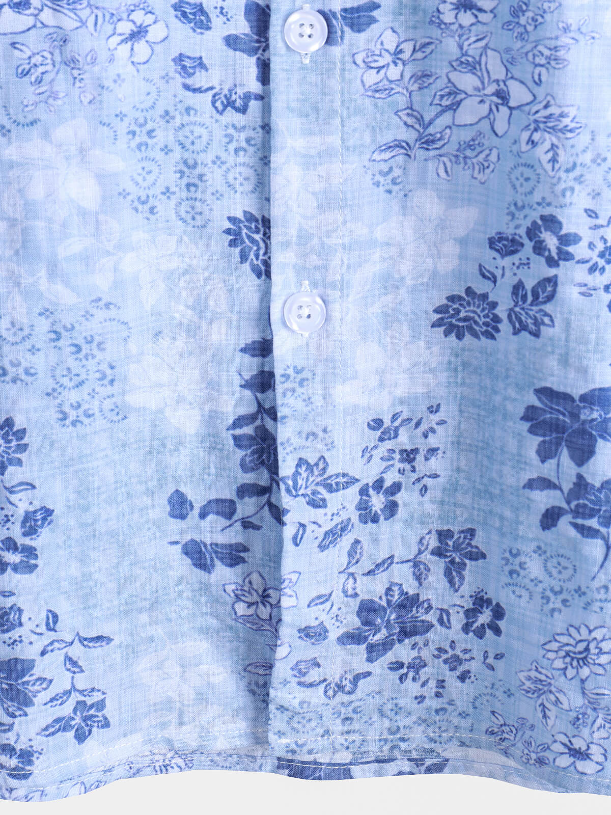 Camisa Blue floral estampado retro de manga corta para hombre