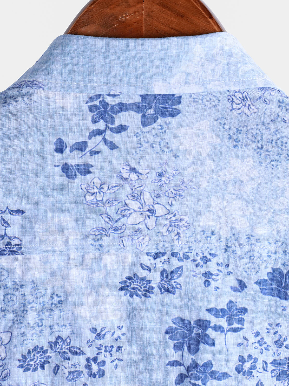 Camisa Blue floral estampado retro de manga corta para hombre