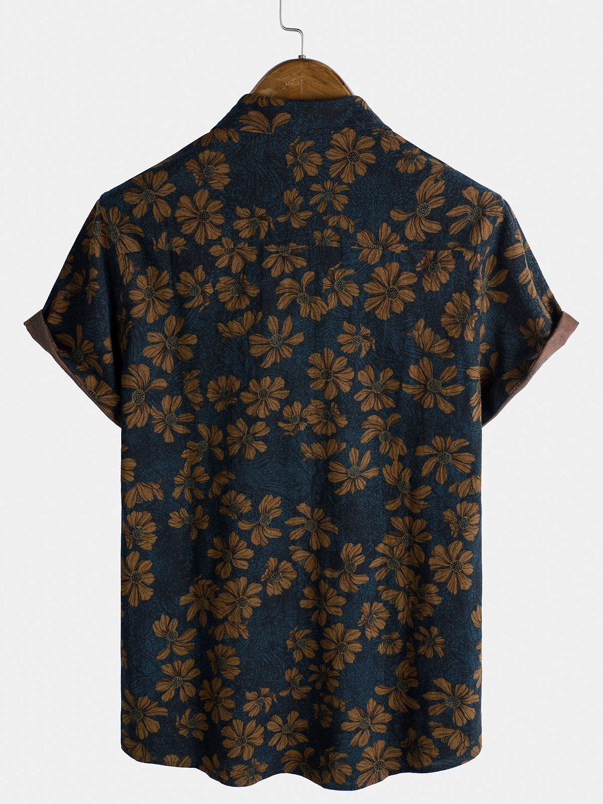 Camisa floral estampado vintage Flower transpirable Holiday de manga corta para hombre