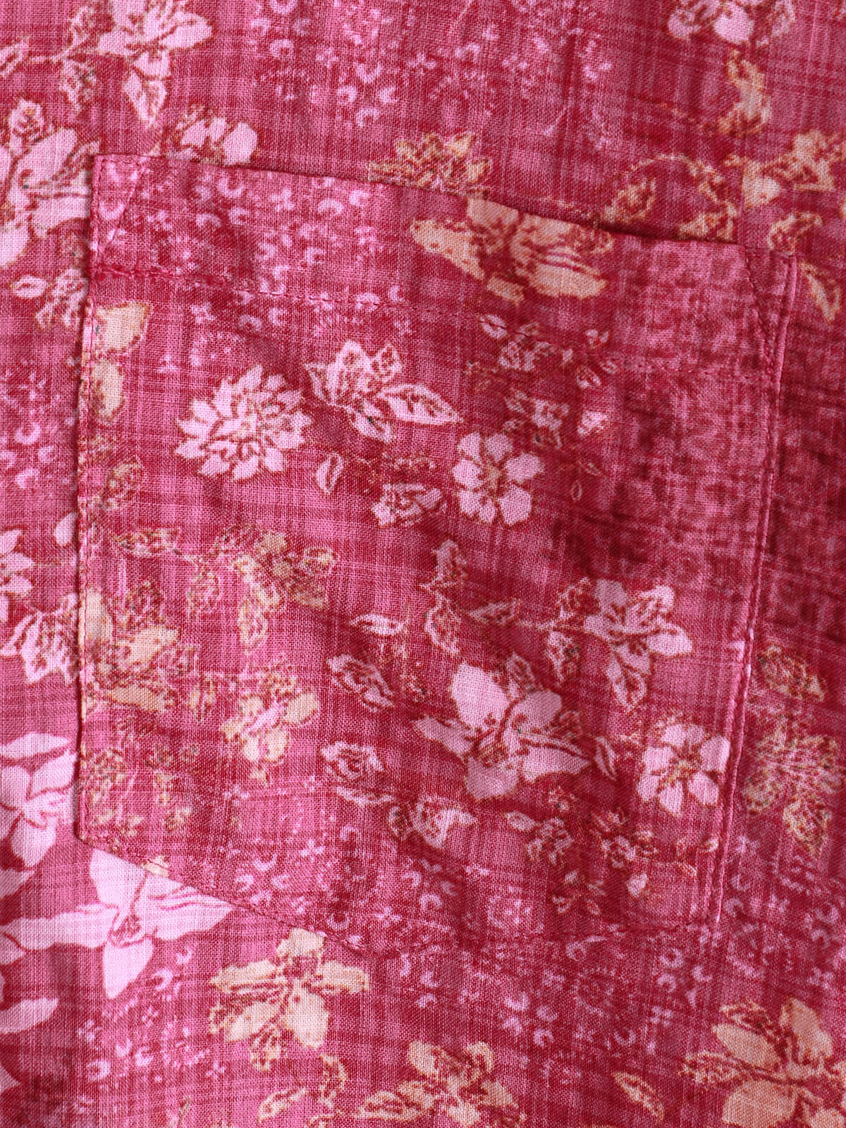 Camisa Pink floral Holiday casual Pocket de manga corta retro para hombre