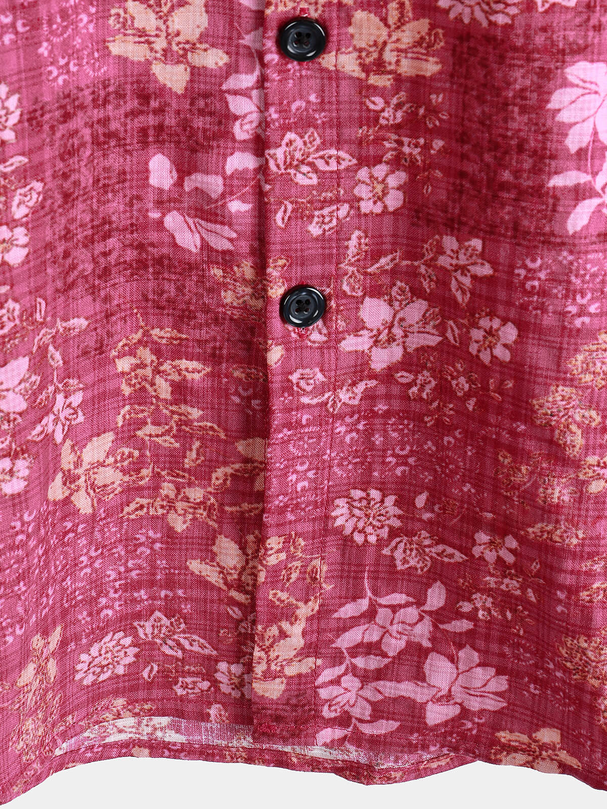 Camisa Pink floral Holiday casual Pocket de manga corta retro para hombre