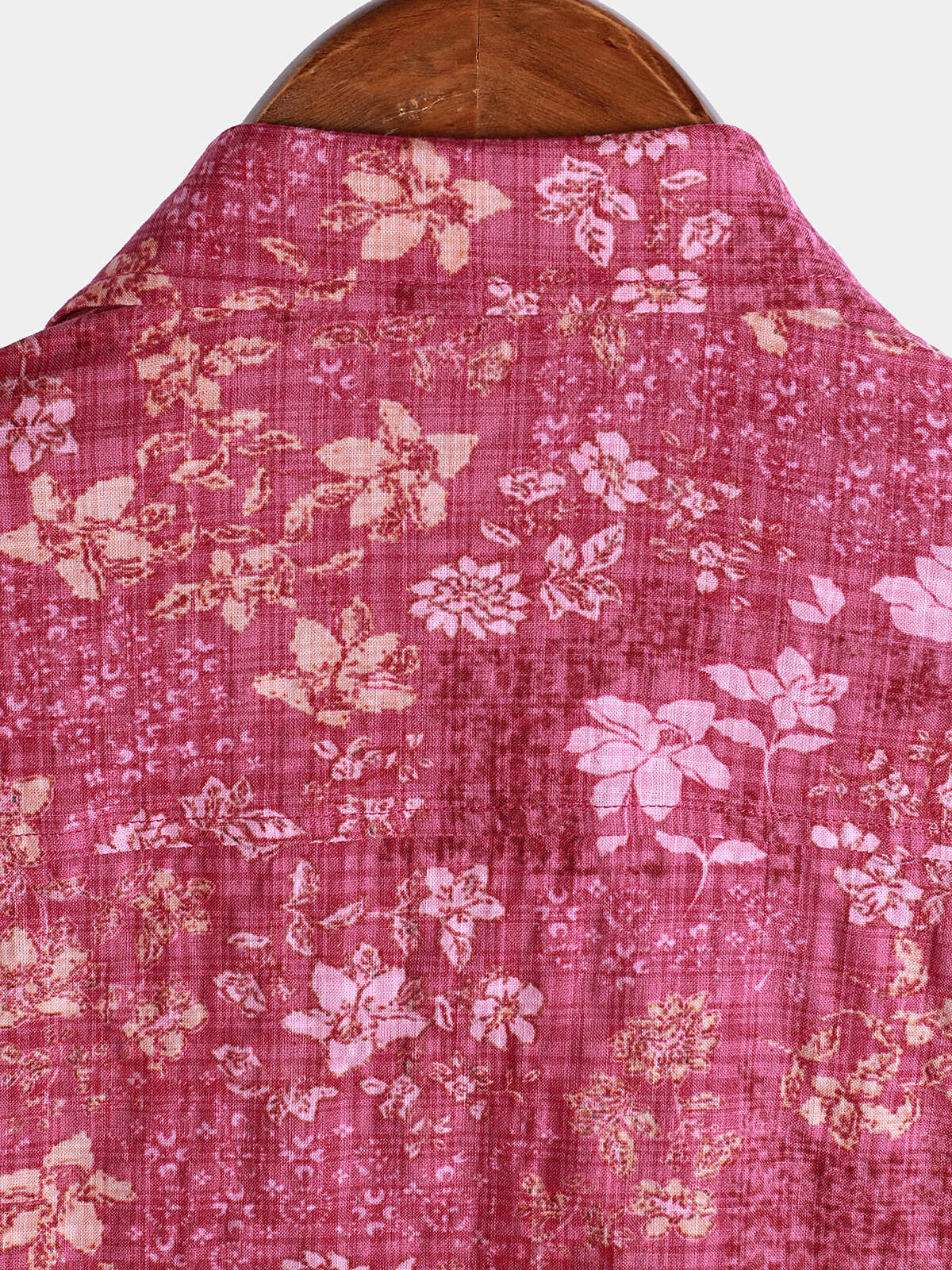 Camisa Pink floral Holiday casual Pocket de manga corta retro para hombre