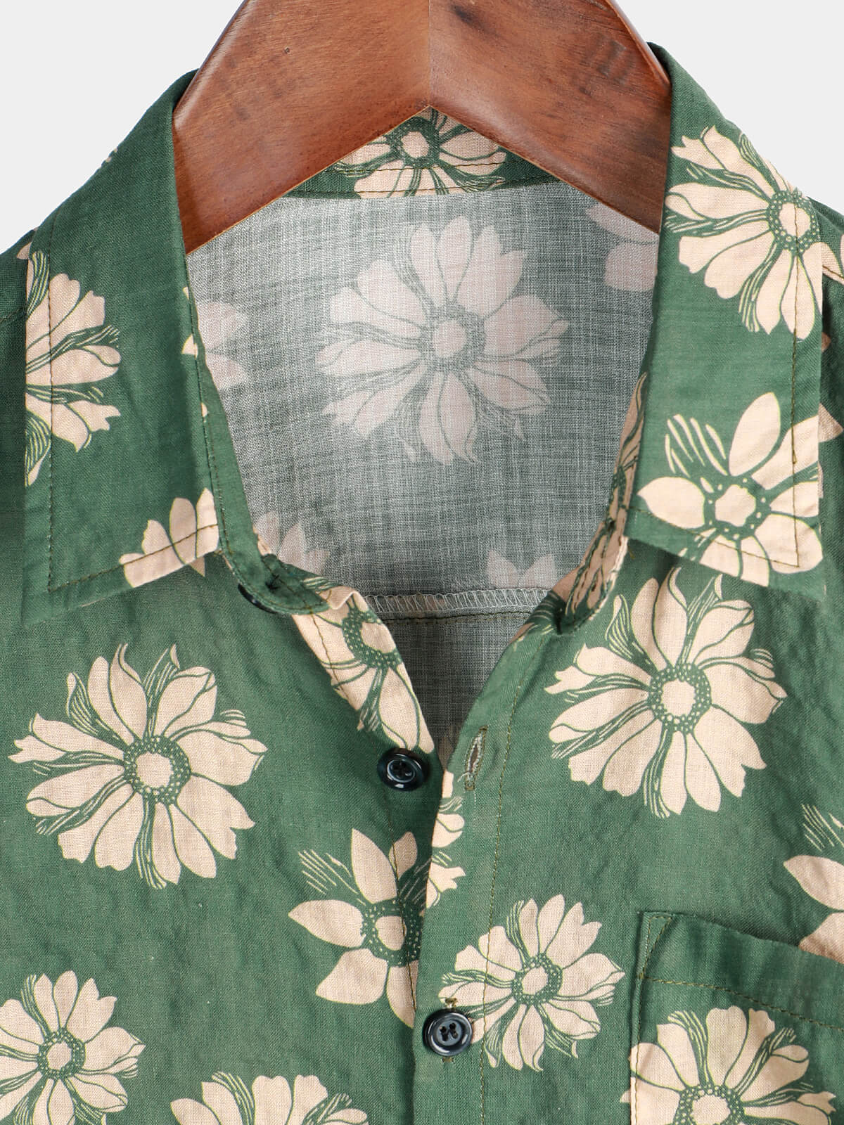 Camisa Green floral Hawaiian de manga corta Button Holiday Summer para hombre