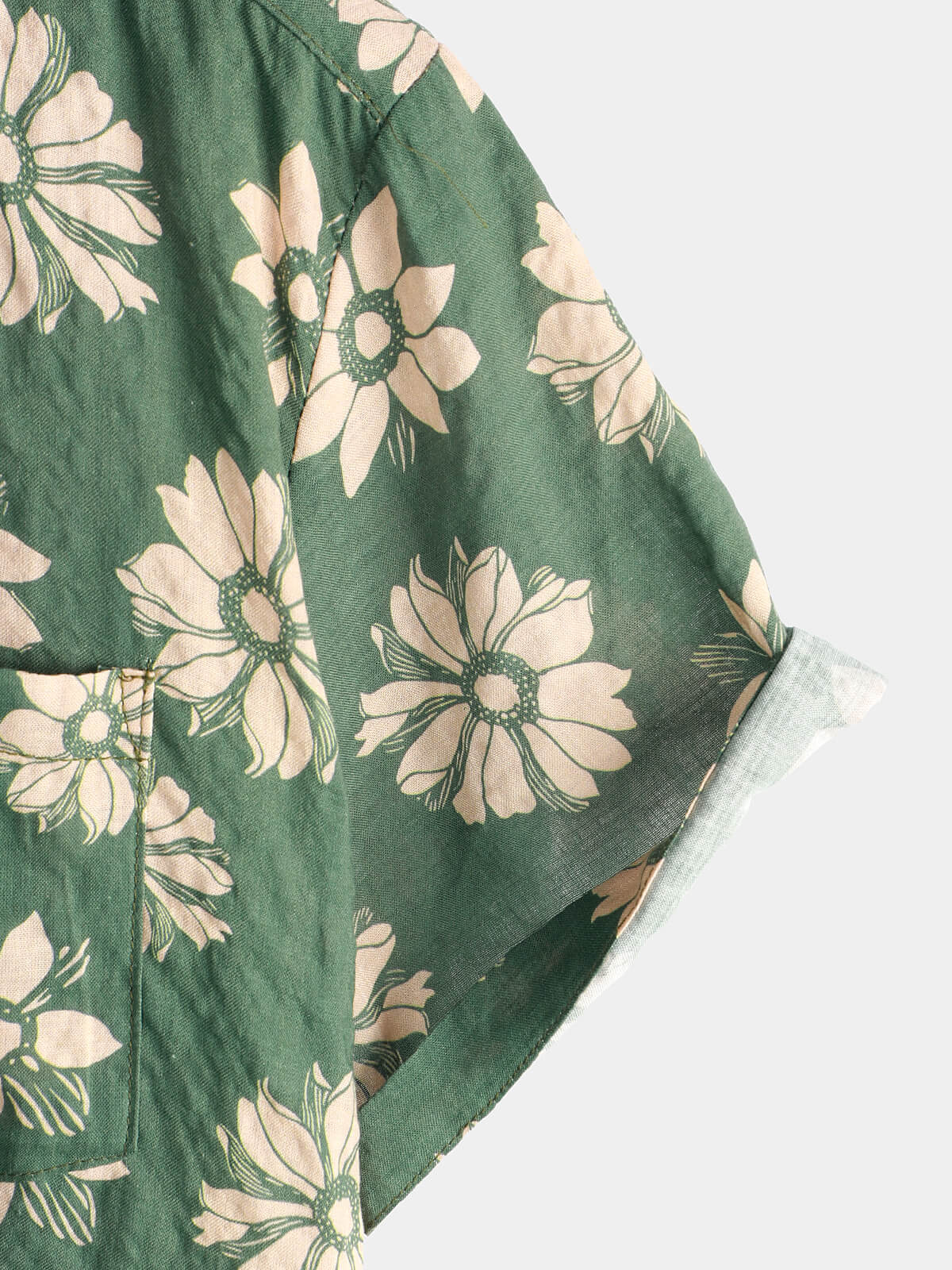 Camisa Green floral Hawaiian de manga corta Button Holiday Summer para hombre
