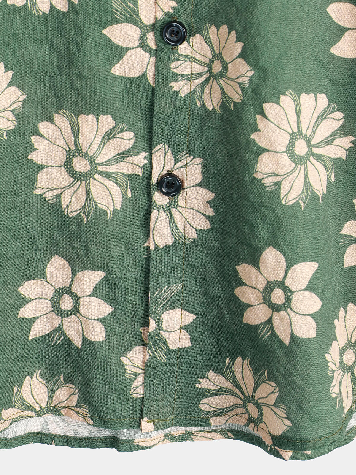 Camisa Green floral Hawaiian de manga corta Button Holiday Summer para hombre