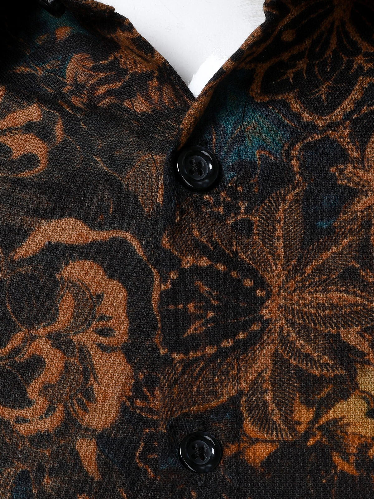 Camisa floral estampado de manga larga retro para hombre