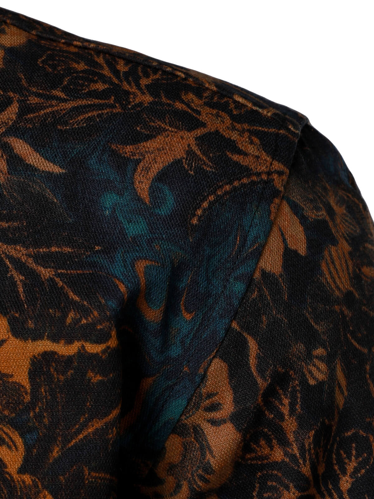 Camisa floral estampado de manga larga retro para hombre