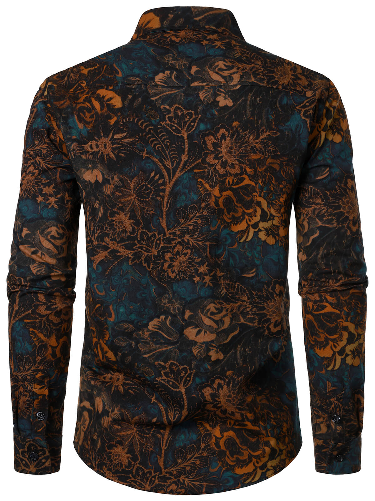 Camisa floral estampado de manga larga retro para hombre