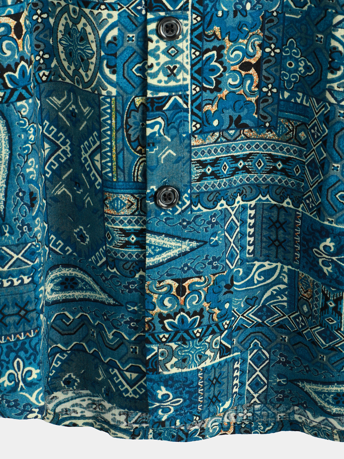 Camisa vintage Beach Tropical estampado Vacation Tribal Boho de manga corta retro Blue Button Up para hombre