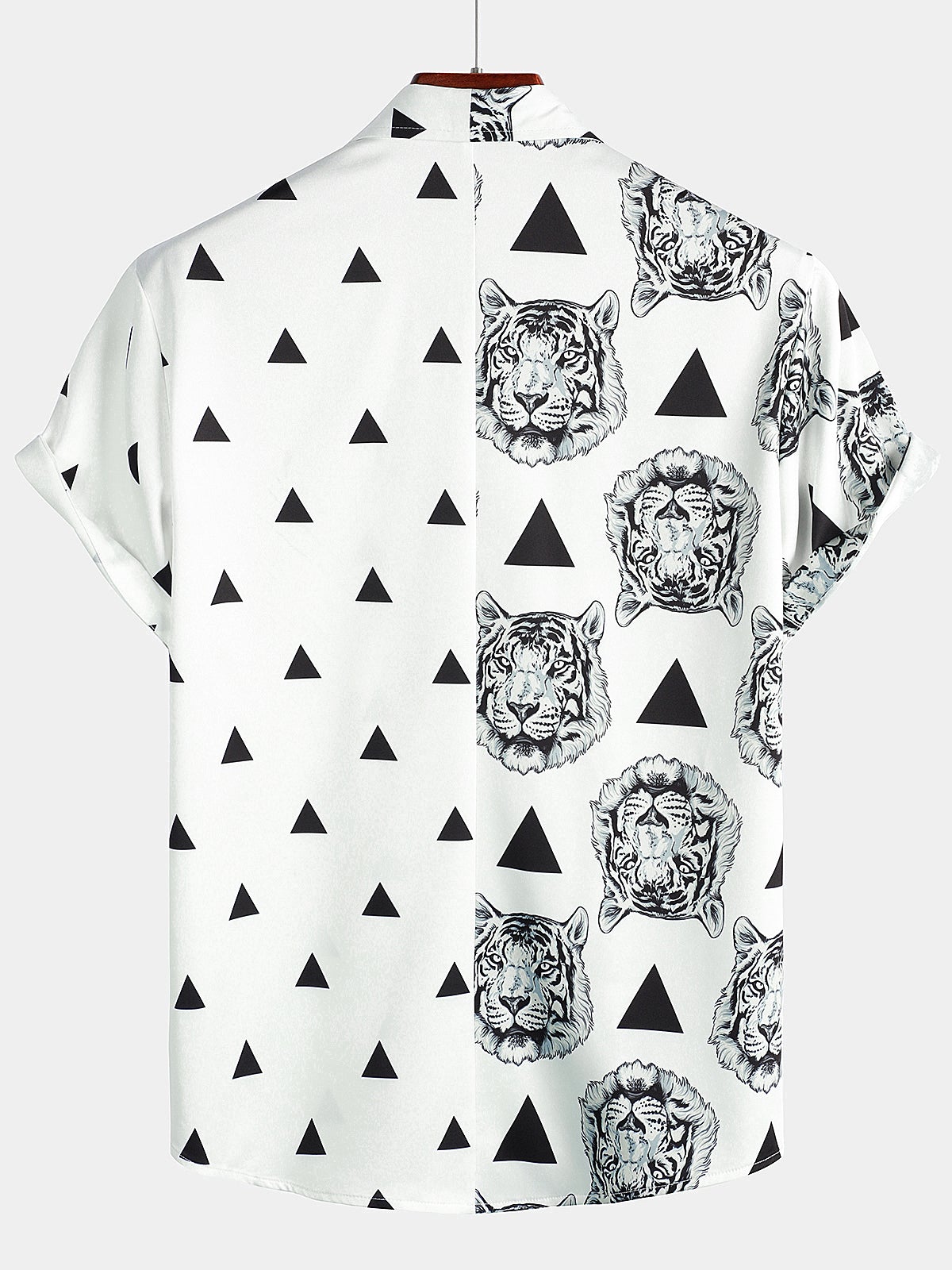 Camisa Tiger estampado Pocket casual de manga corta para hombre