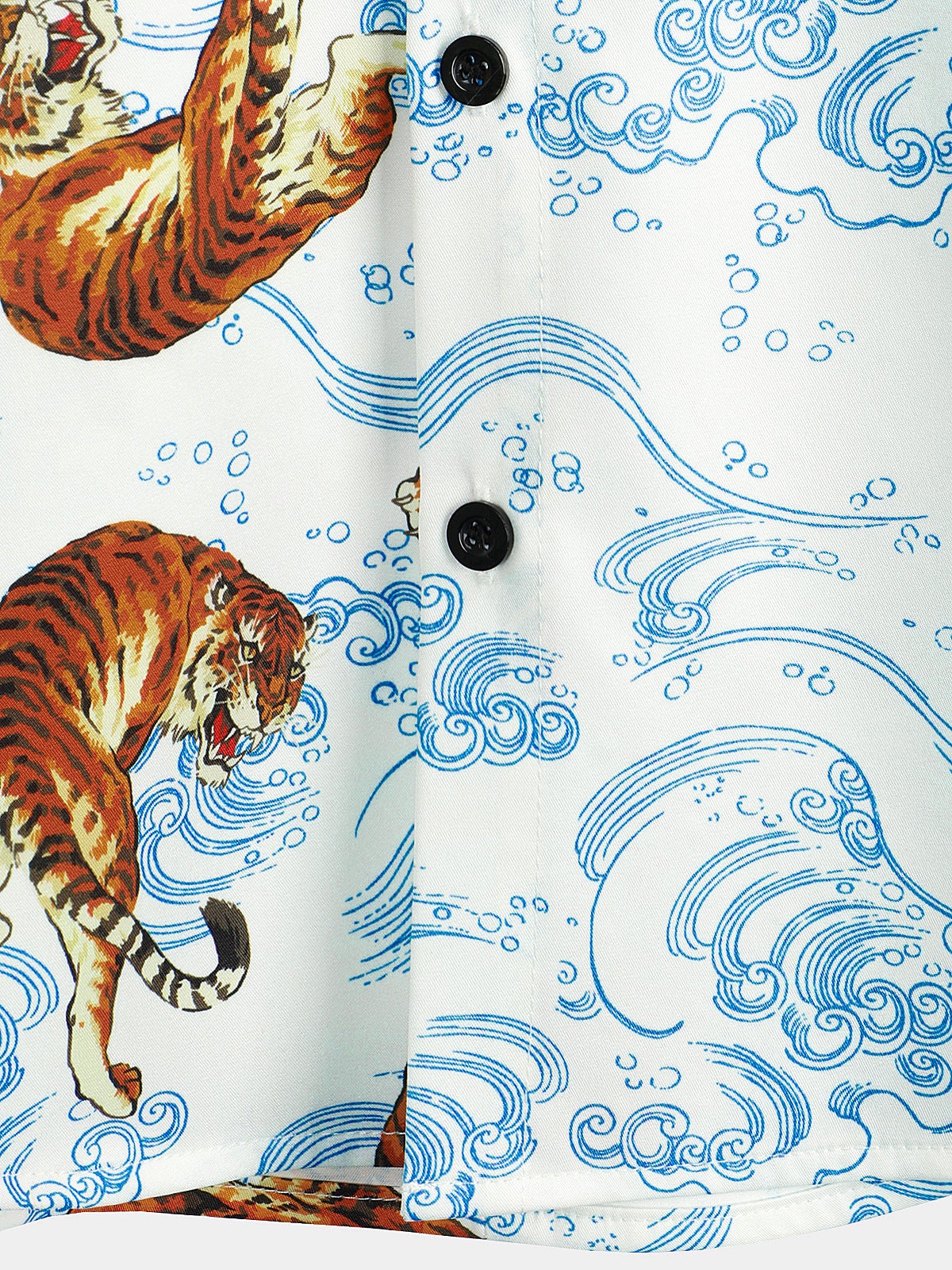 Camisa Tiger Animal estampado Summer Pocket Button Up Resort Summer Cool Hawaiian de manga corta para hombre