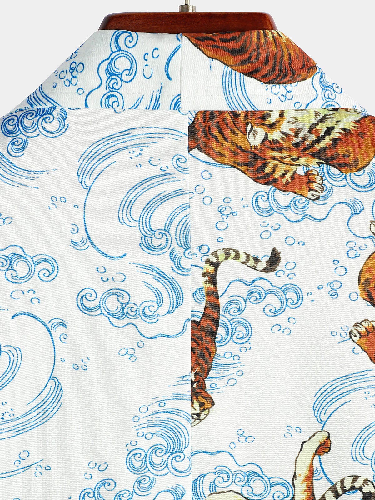 Camisa Tiger Animal estampado Summer Pocket Button Up Resort Summer Cool Hawaiian de manga corta para hombre