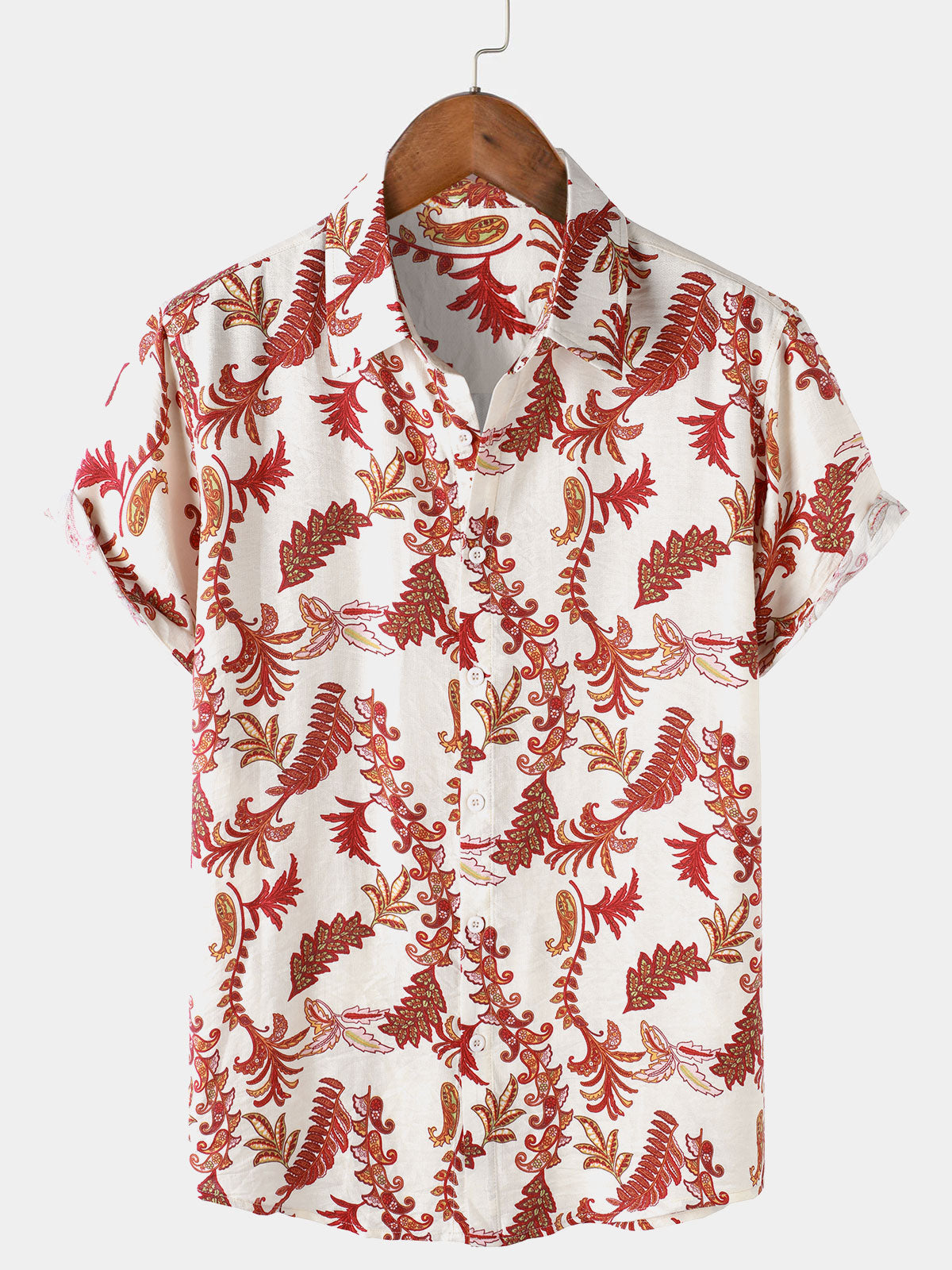 Camisa Paisley floral Vacation Button Up de manga corta para hombre