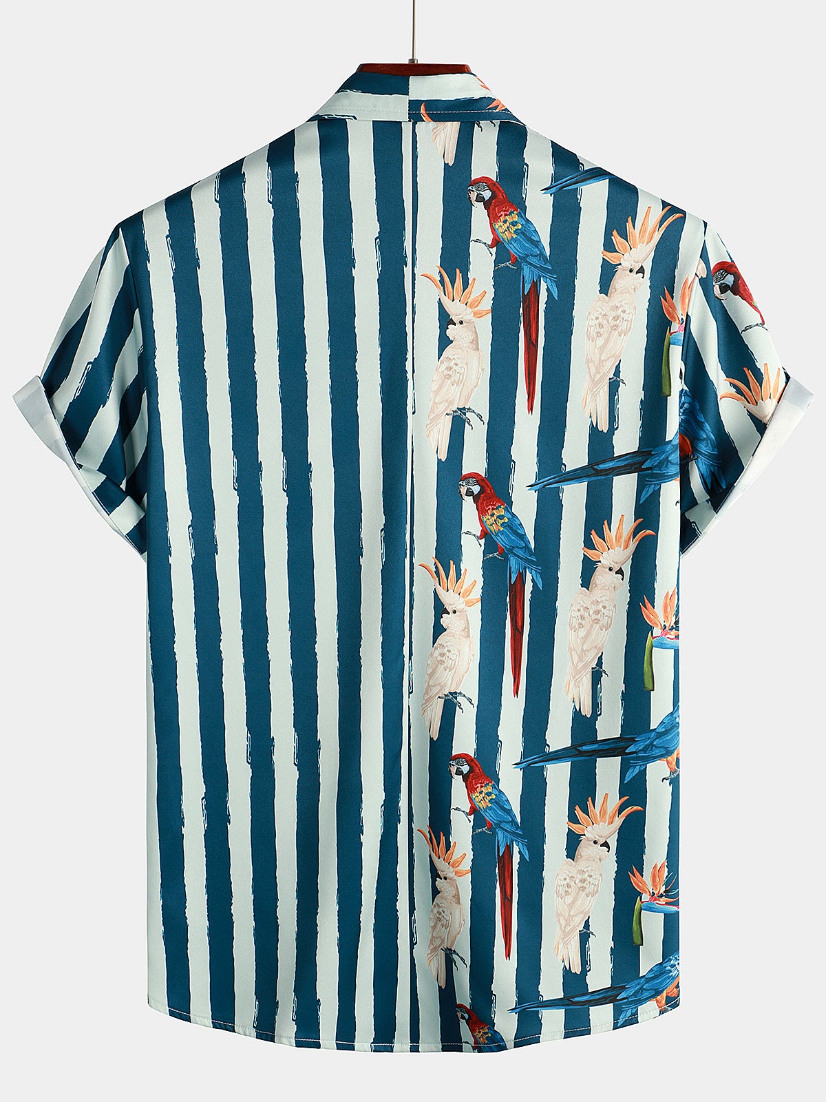 Camisa Parrot estampado Summer Pocket de manga corta para hombre