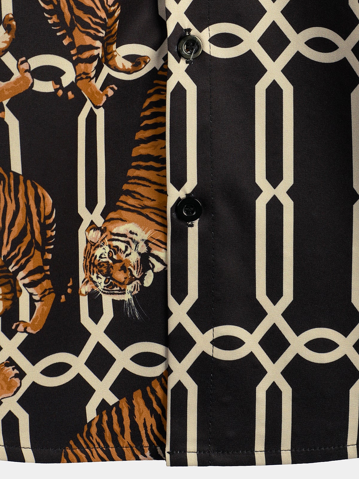 Camisa casual Tiger estampado Pocket de manga corta para hombre
