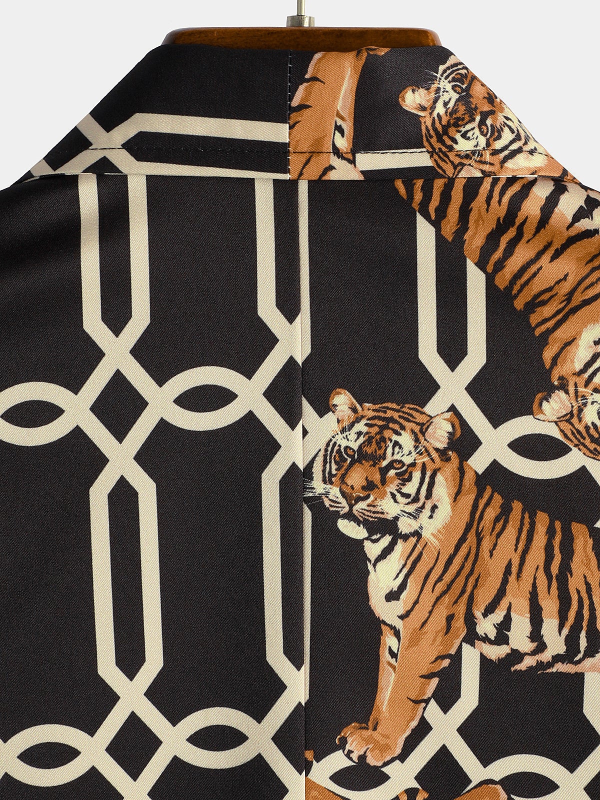 Camisa casual Tiger estampado Pocket de manga corta para hombre