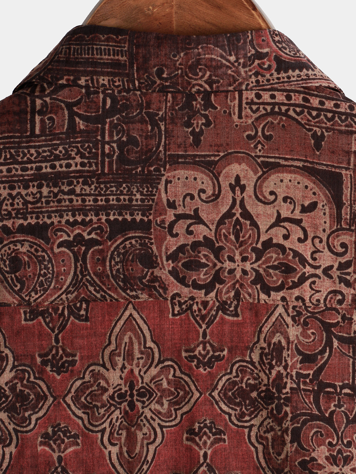 Camisa retro Paisley floral estampado de algodón Button Up vintage Holiday Western Brown de manga corta para hombre