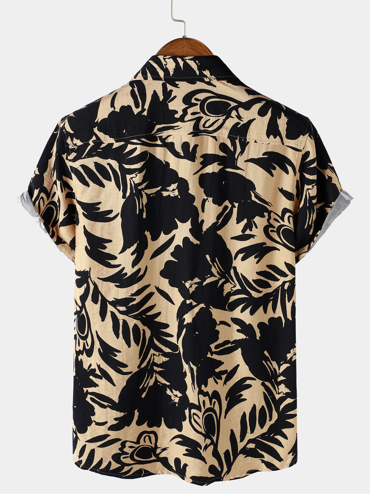 Camisa retro Abstract Botanical Button Up de manga corta para hombre