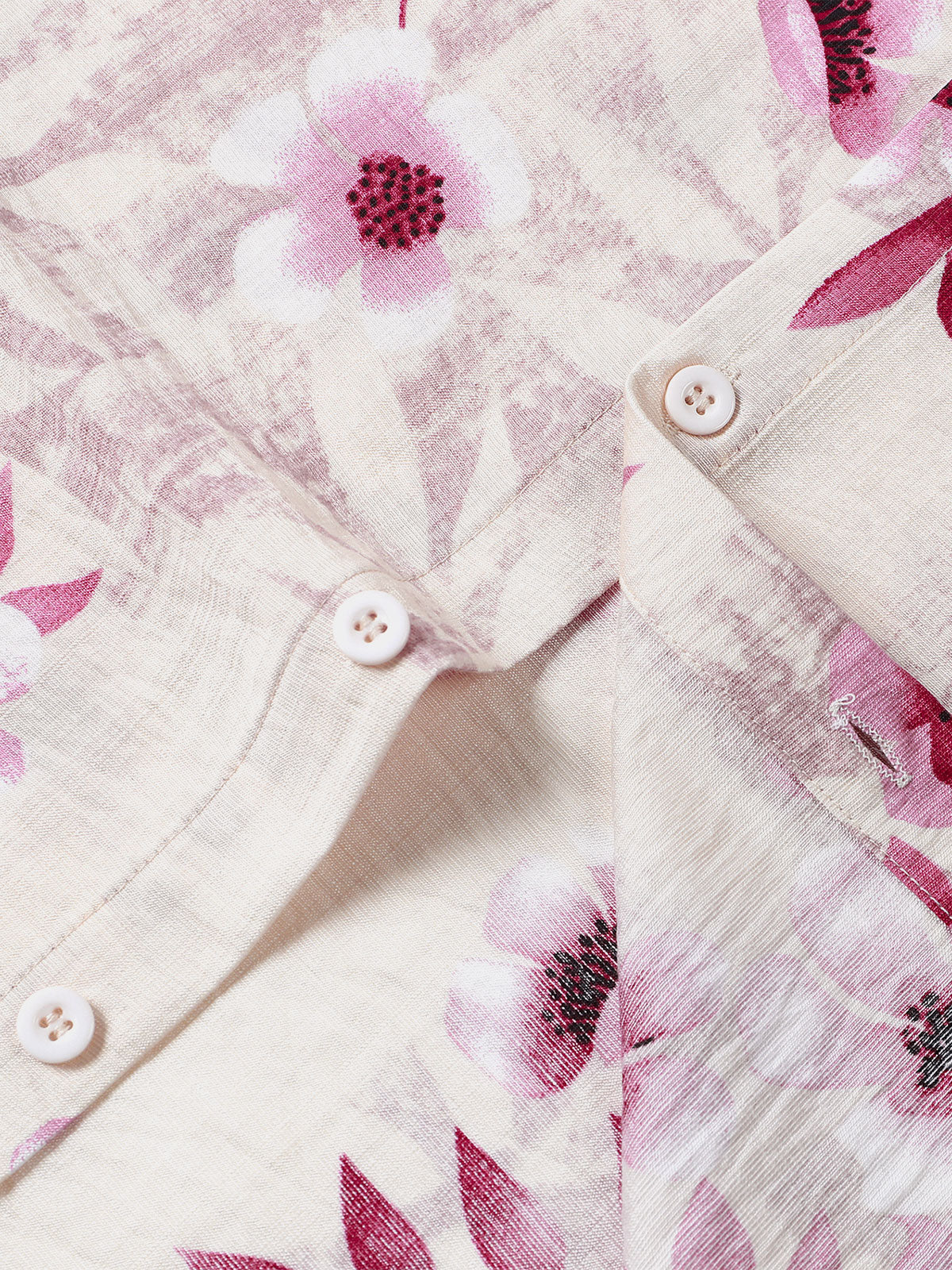 Camisa Pink floral Holiday Button Up de manga corta para hombre