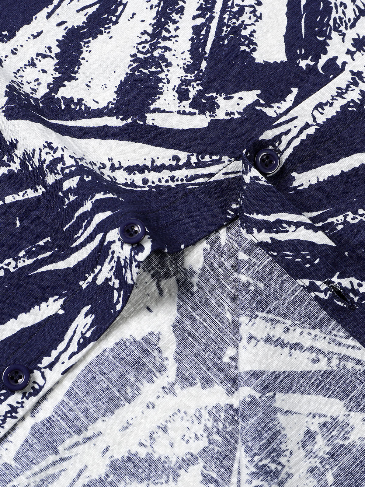 Camisa Navy Blue Abstract Geometric estampado de manga corta para hombre