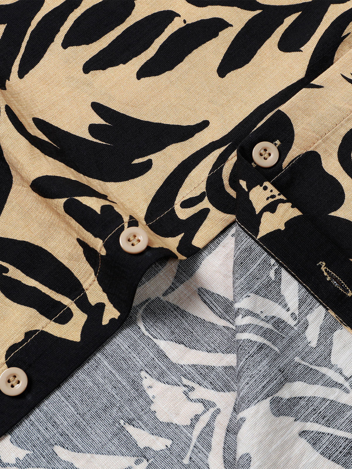 Camisa retro Abstract Botanical Button Up de manga corta para hombre