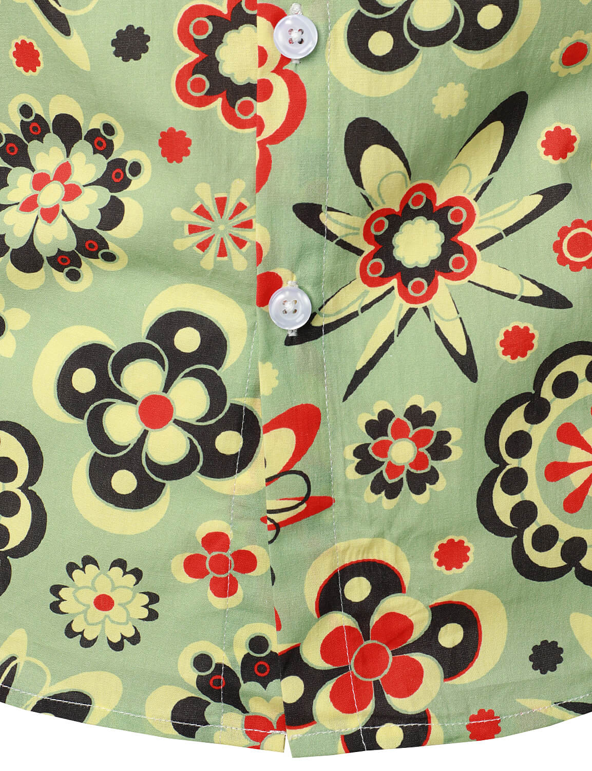 Camisa de vestir Flower estampado de algodón vintage de manga larga Button Up para hombre