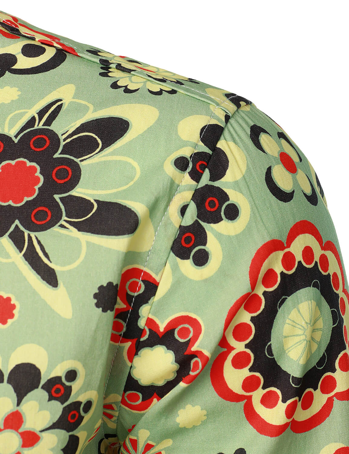 Camisa de vestir Flower estampado de algodón vintage de manga larga Button Up para hombre