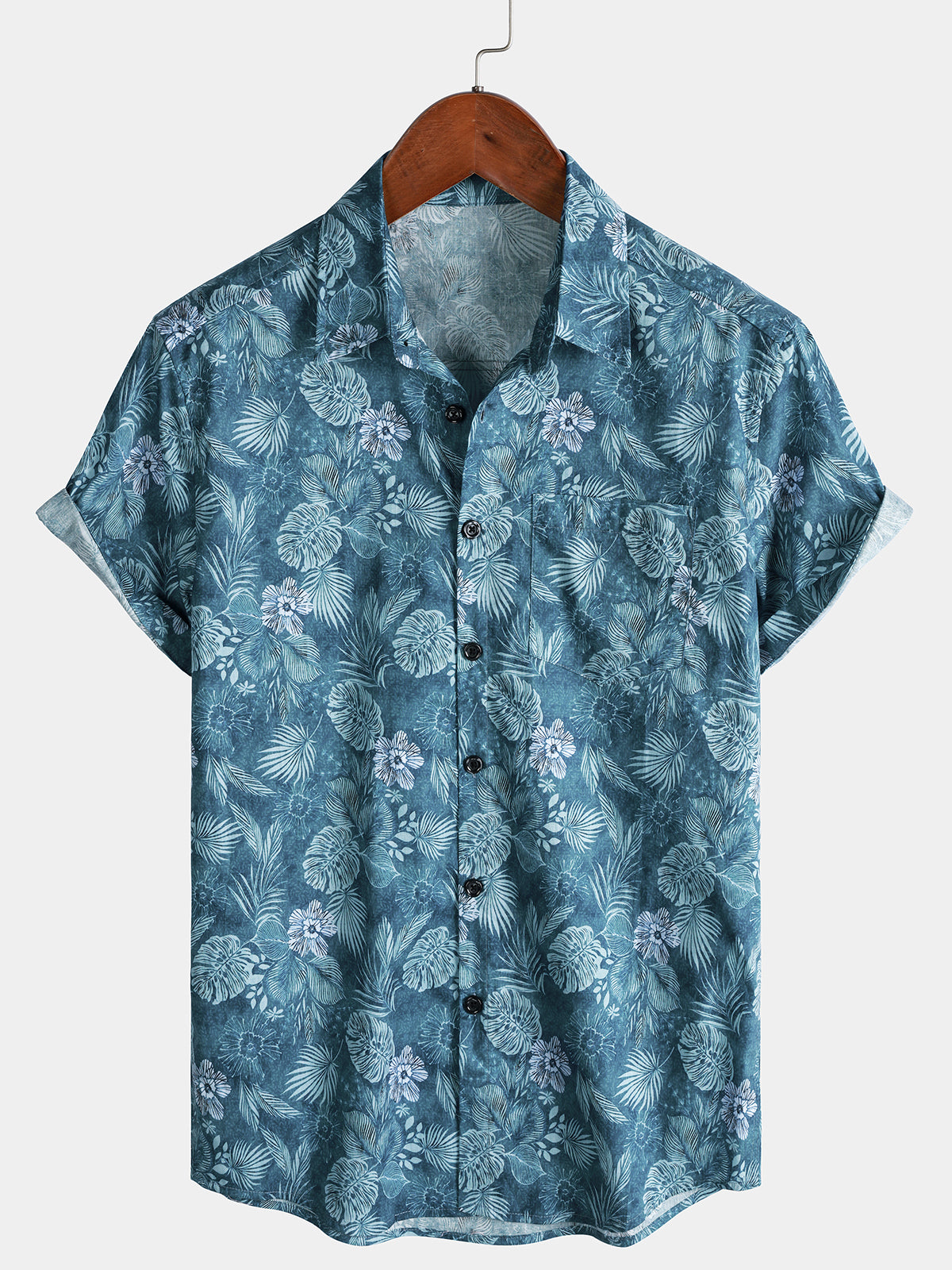 Camisa Tropical floral de manga corta Lightweight transpirable casual para hombre