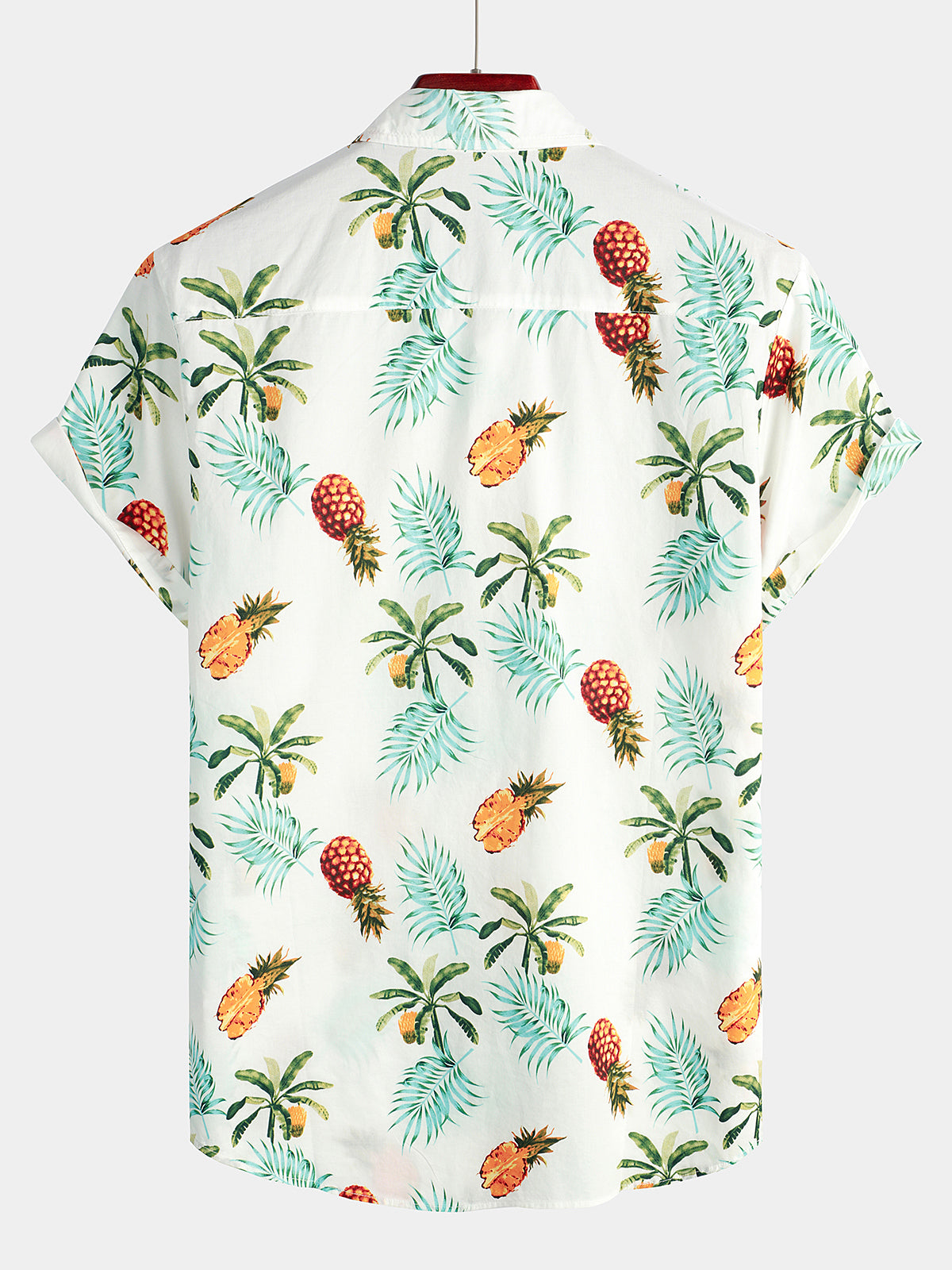 Camisa Pineapple estampado de algodón Tropical Fruit Holiday de manga corta Button Up Beach Hawaiian para hombre
