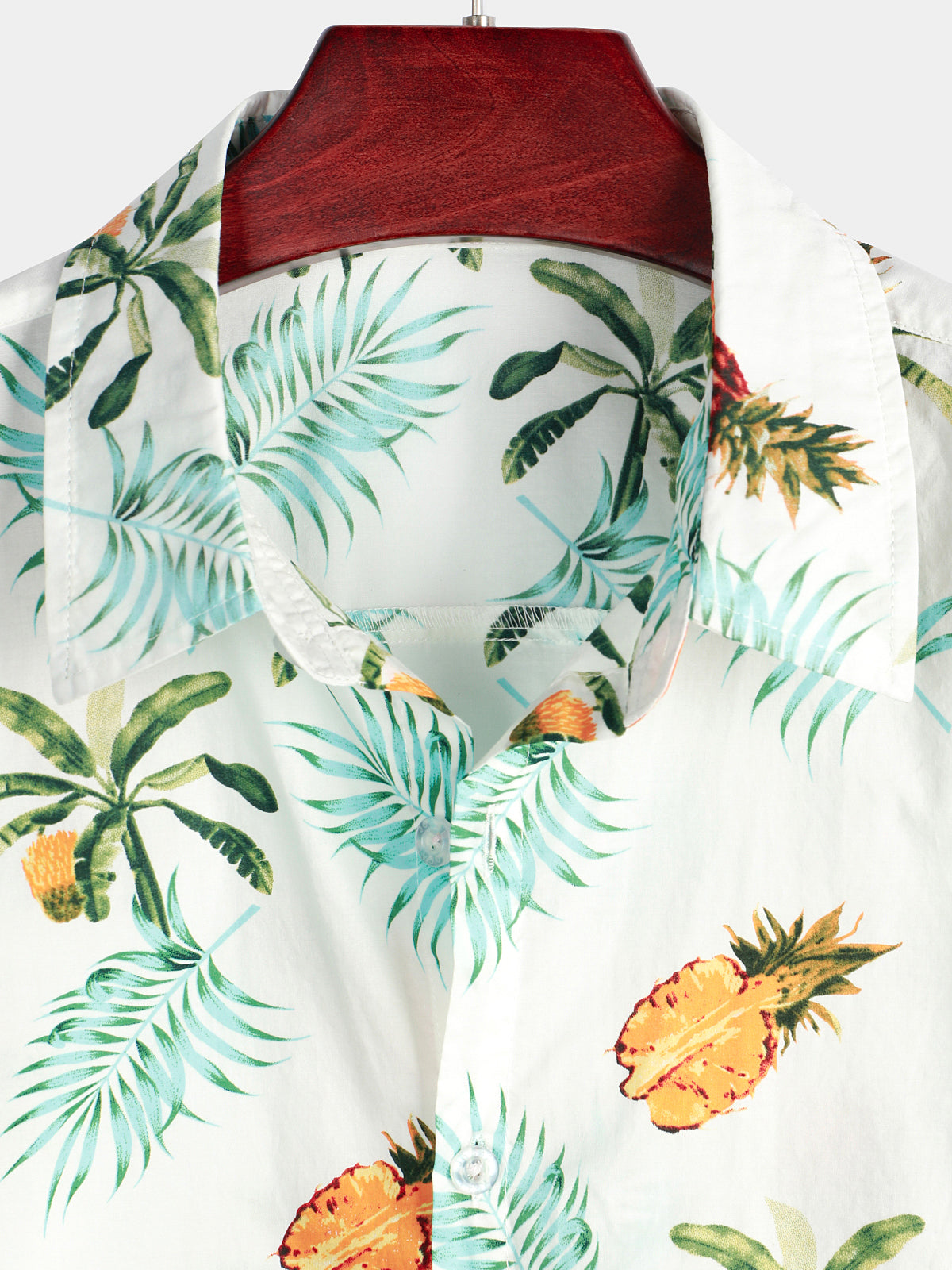 Camisa Pineapple estampado de algodón Tropical Fruit Holiday de manga corta Button Up Beach Hawaiian para hombre