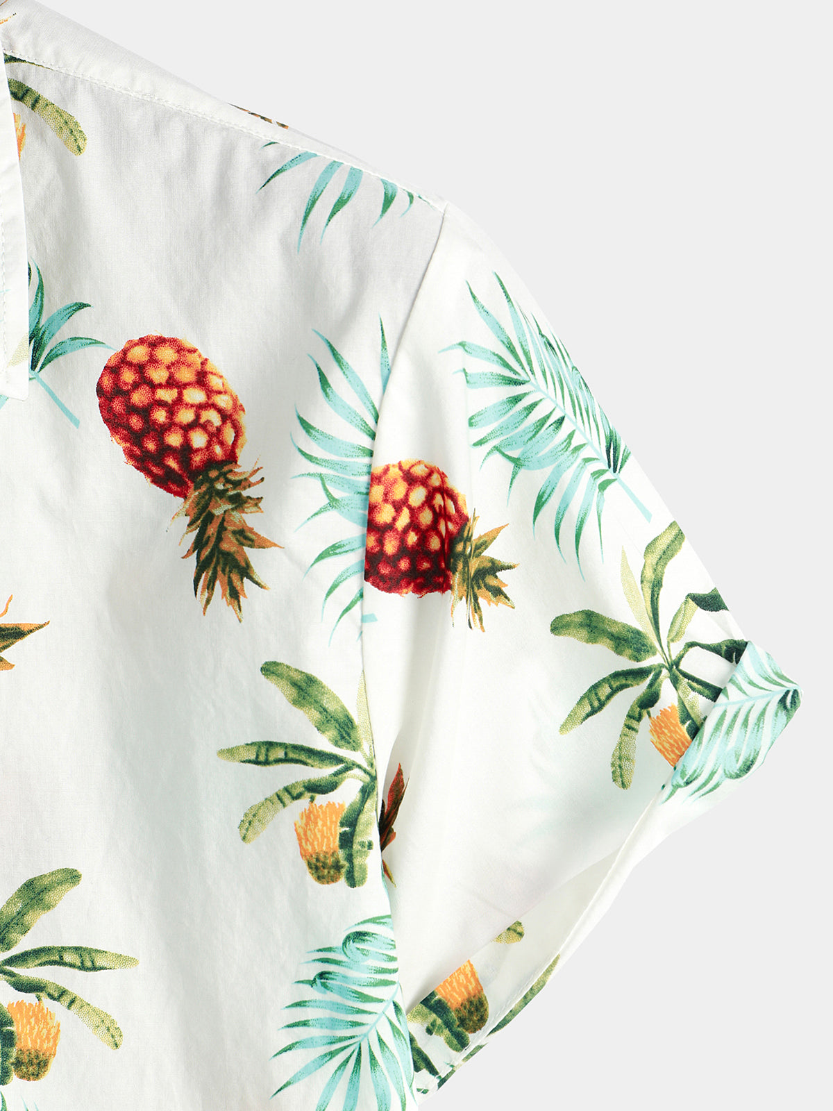 Camisa Pineapple estampado de algodón Tropical Fruit Holiday de manga corta Button Up Beach Hawaiian para hombre