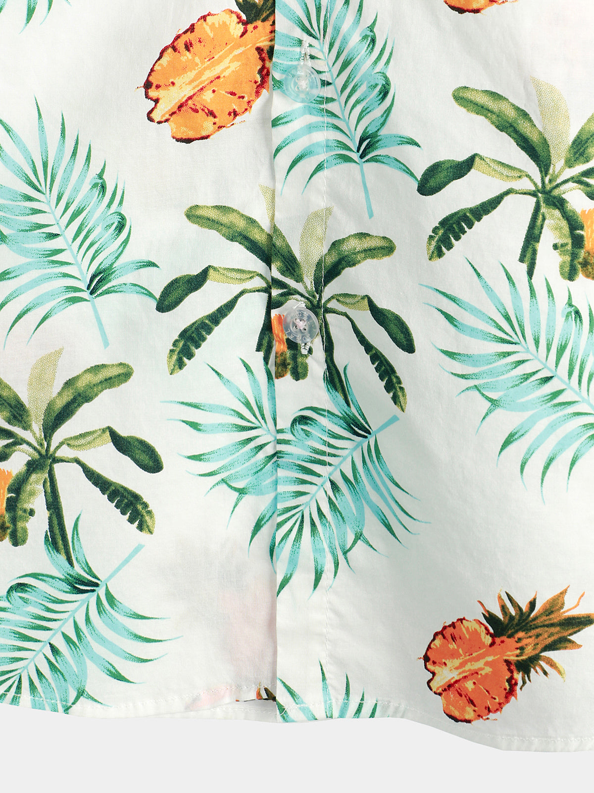 Camisa Pineapple estampado de algodón Tropical Fruit Holiday de manga corta Button Up Beach Hawaiian para hombre