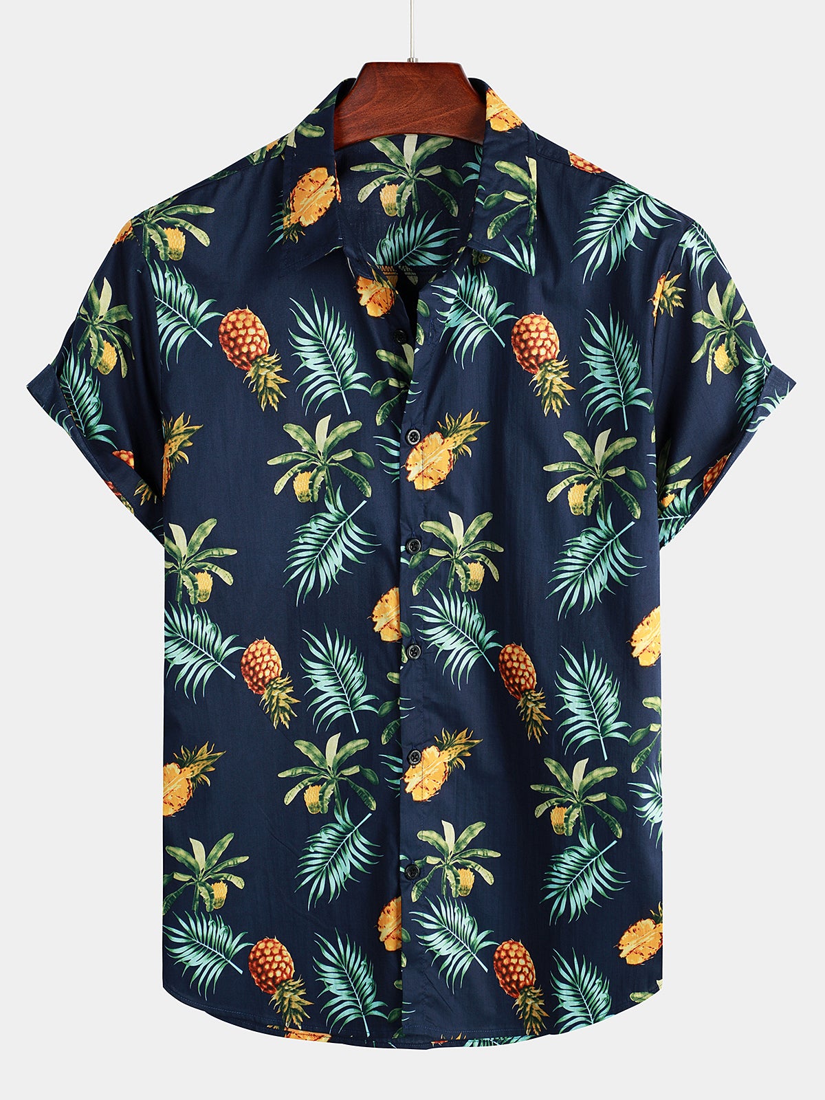 Camisa Pineapple estampado de manga corta Hawaiian para hombre