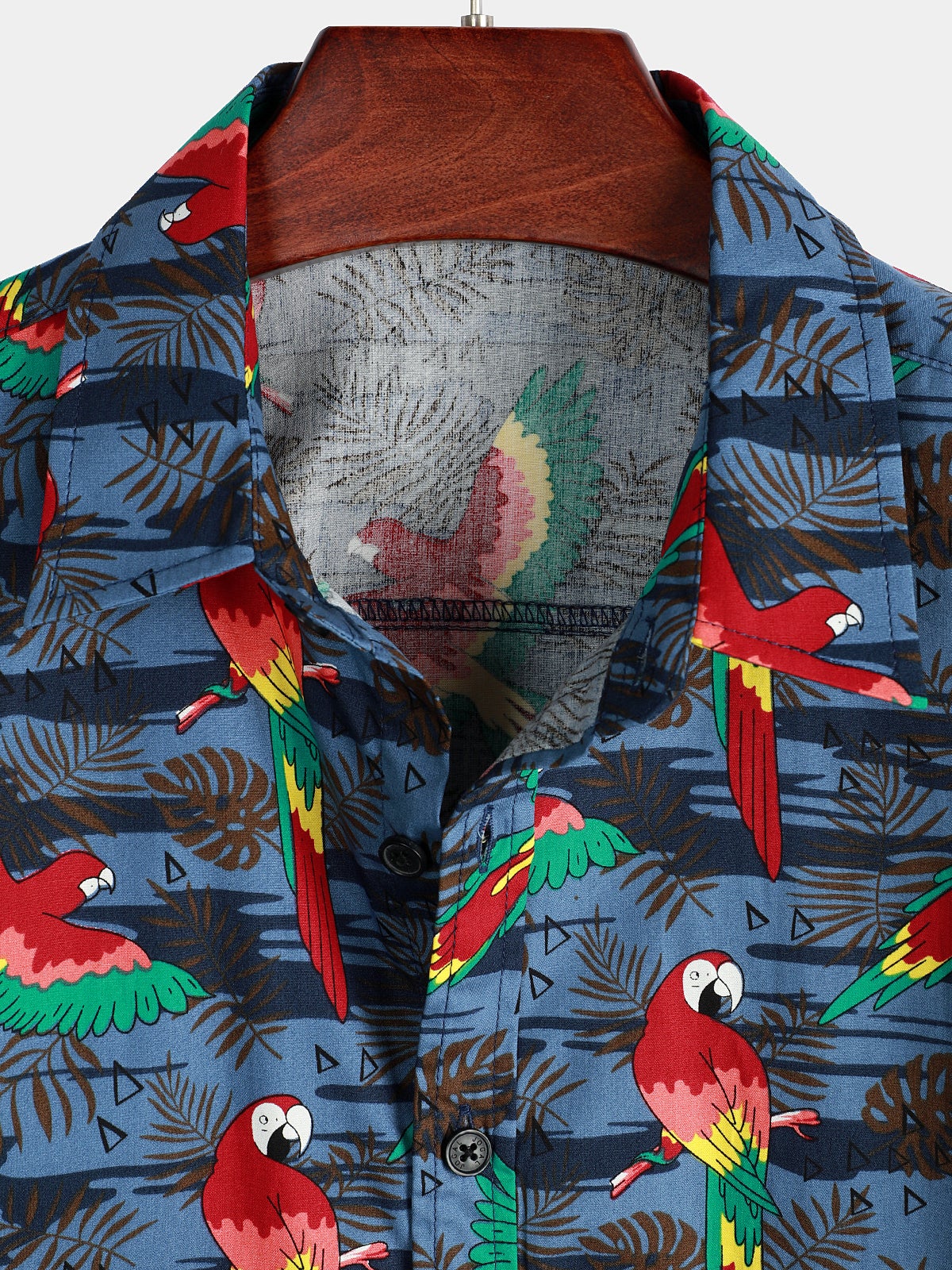 Camisa Parrot estampado Beach de manga corta para hombre