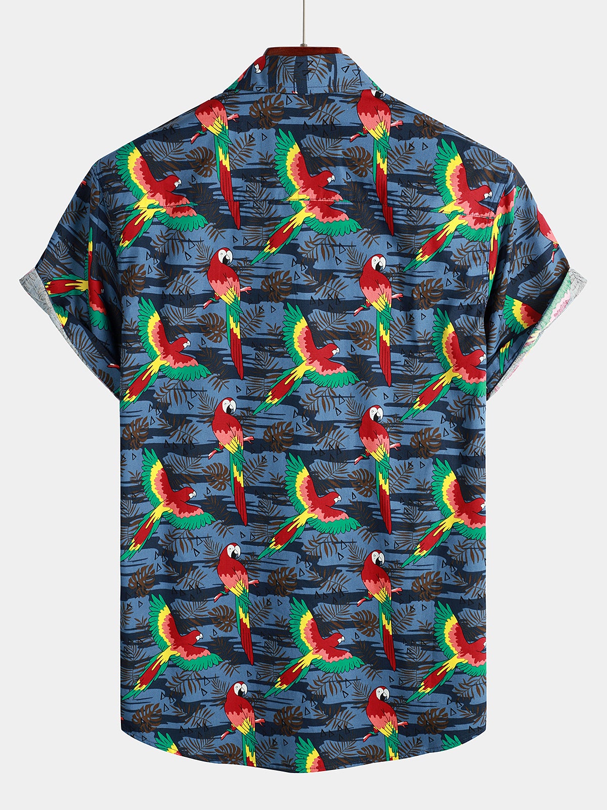 Camisa Parrot estampado Beach de manga corta para hombre
