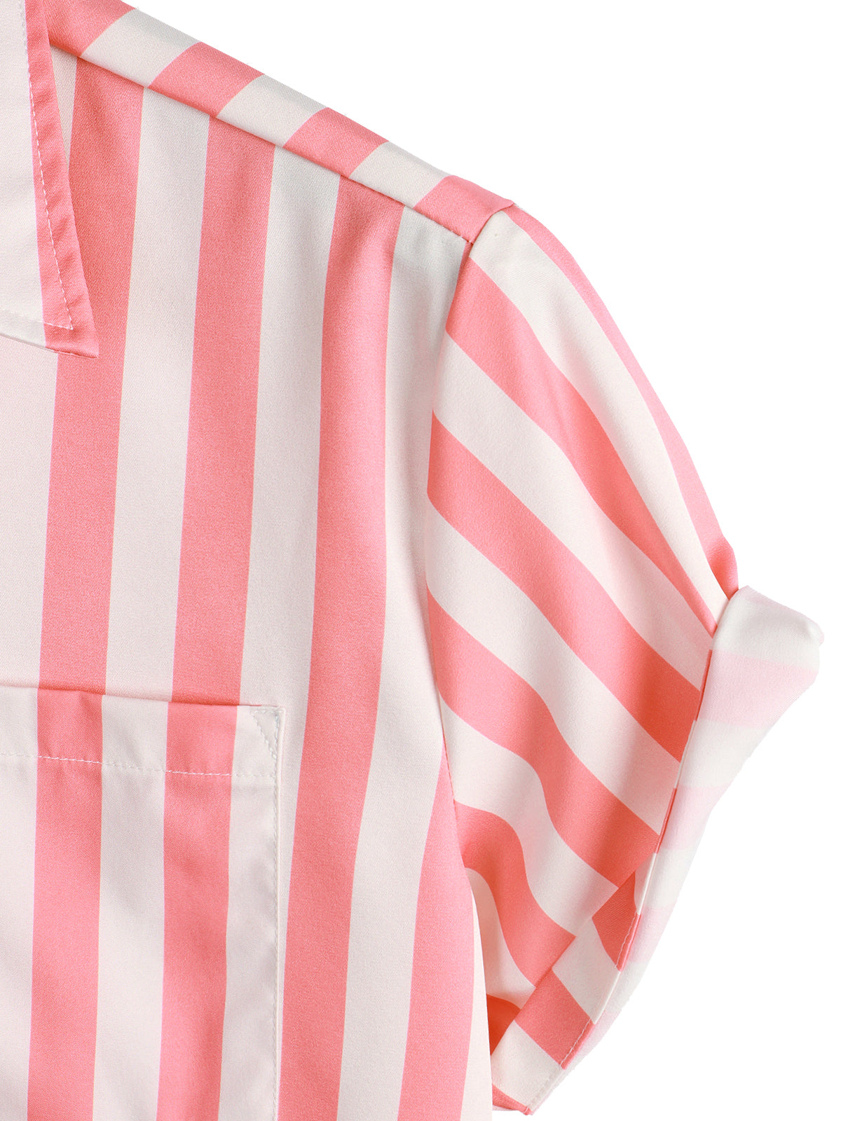 Camisa Pink Flamingo & a rayas estampado Pocket de manga corta para hombre